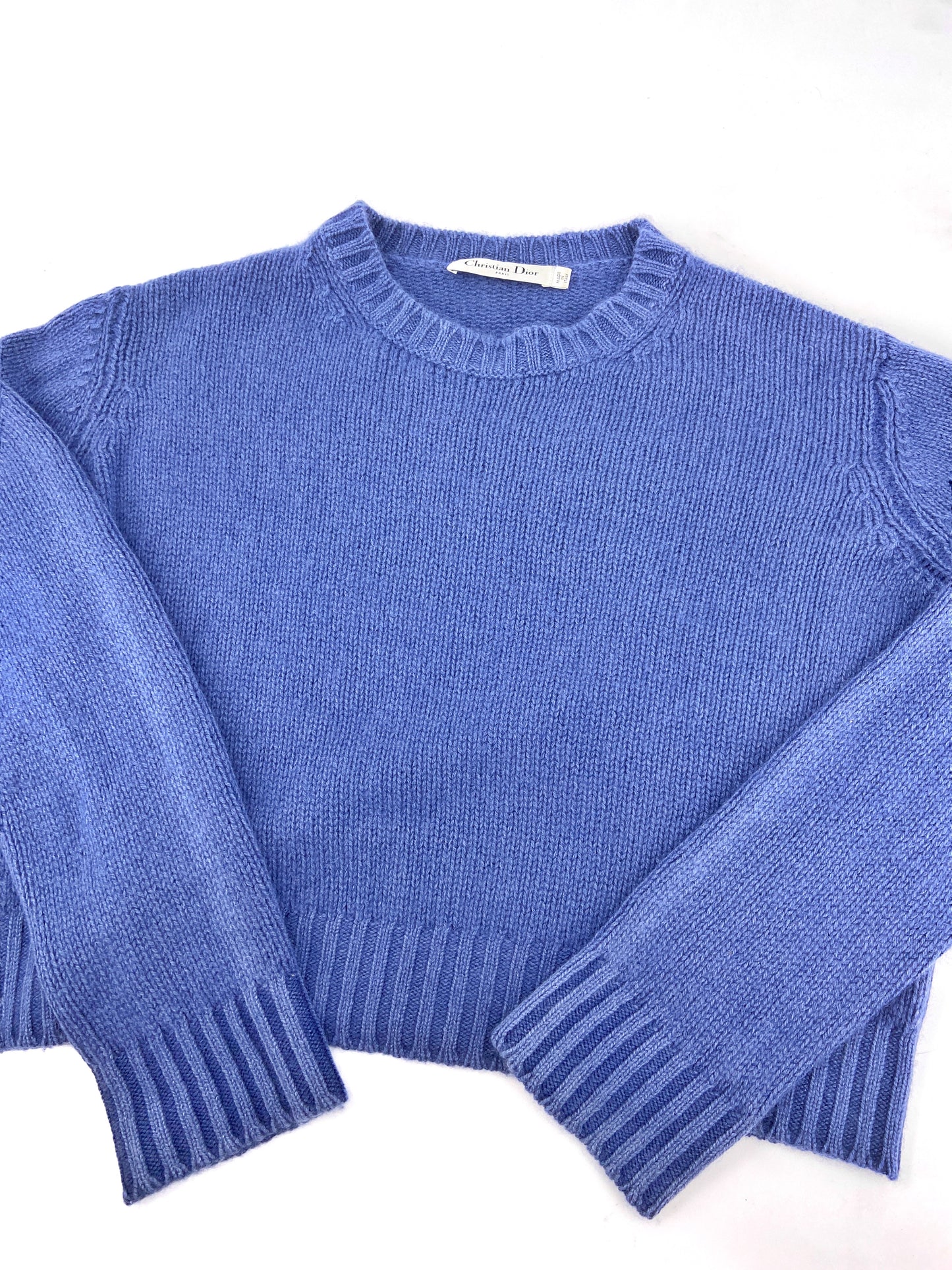 Christian Dior Iconic “ J’ADIOR ” Baby Blue Cashmere Crop Sweater 42