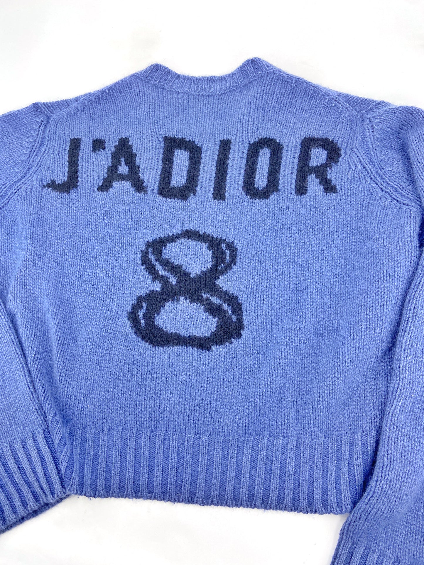 Christian Dior Iconic “ J’ADIOR ” Baby Blue Cashmere Crop Sweater 42