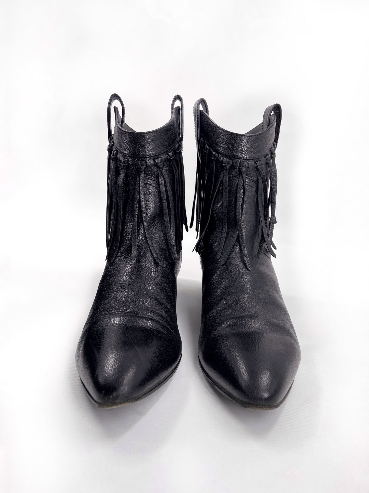 Saint Laurent Hedi Slimane Black Fringed Western Boot 37