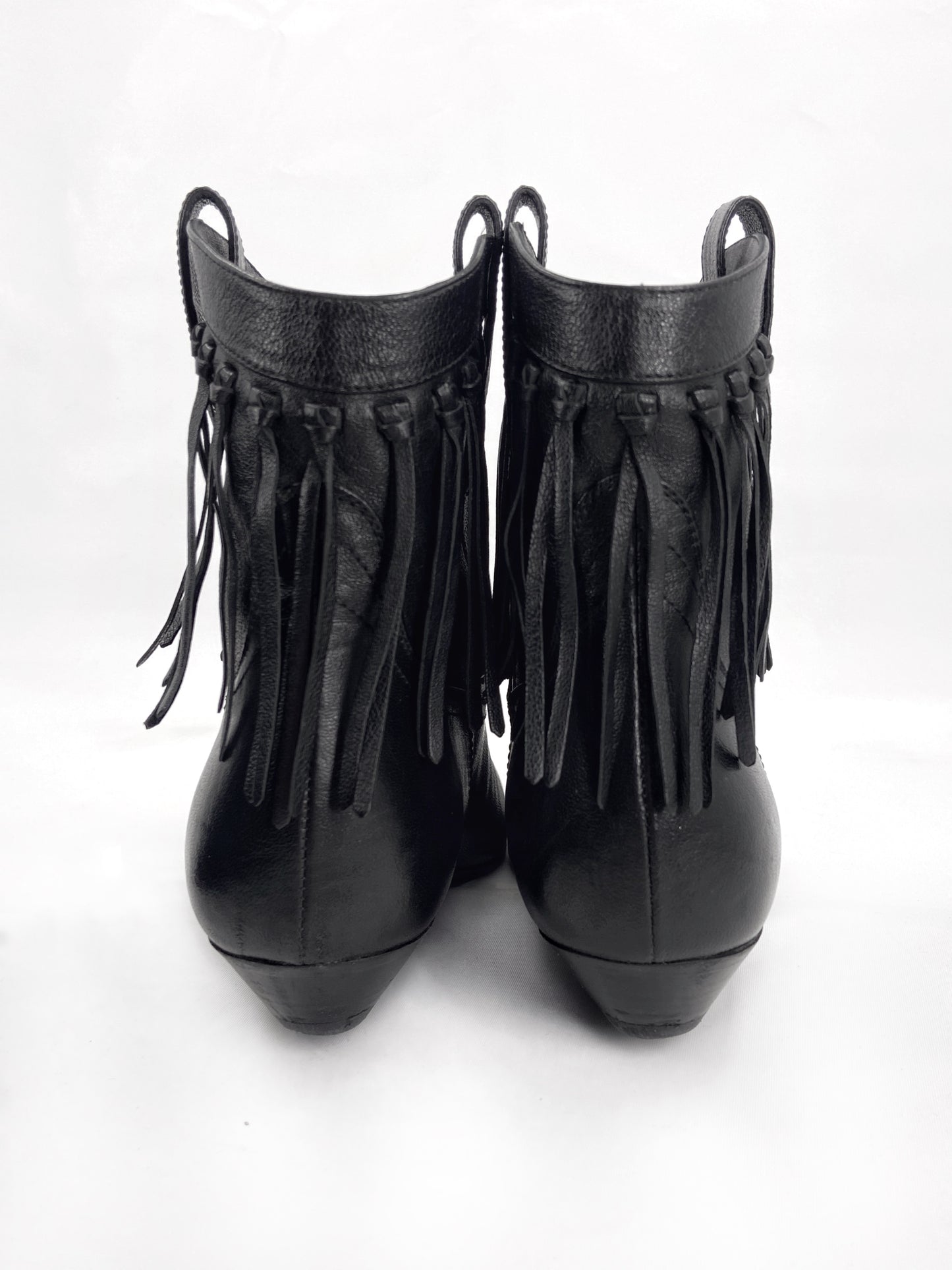 Saint Laurent Hedi Slimane Black Fringed Western Boot 37