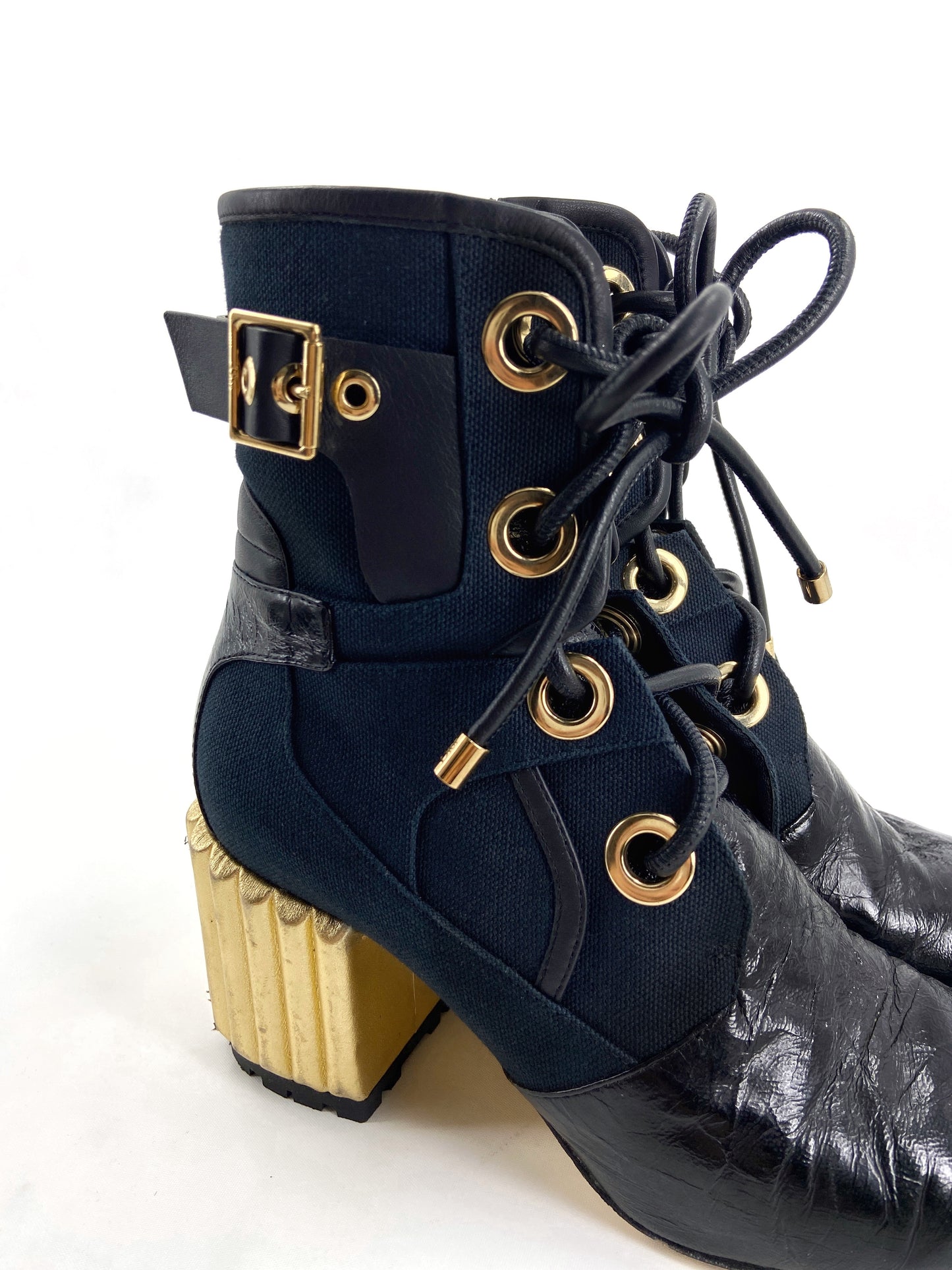 Christian Dior 2017 Glorious Belted Lambskin Leather Boots 37