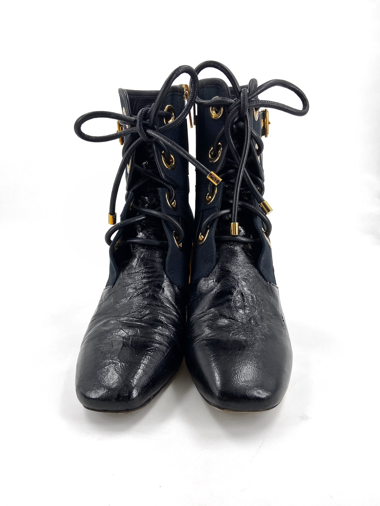 Christian Dior 2017 Glorious Belted Lambskin Leather Boots 37