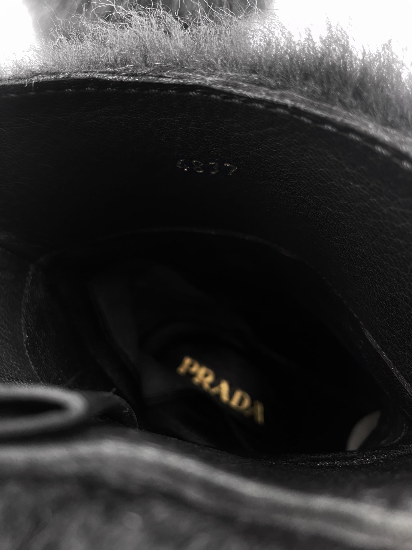 Prada Shearling Fur Buckle Strap Ankle Boots