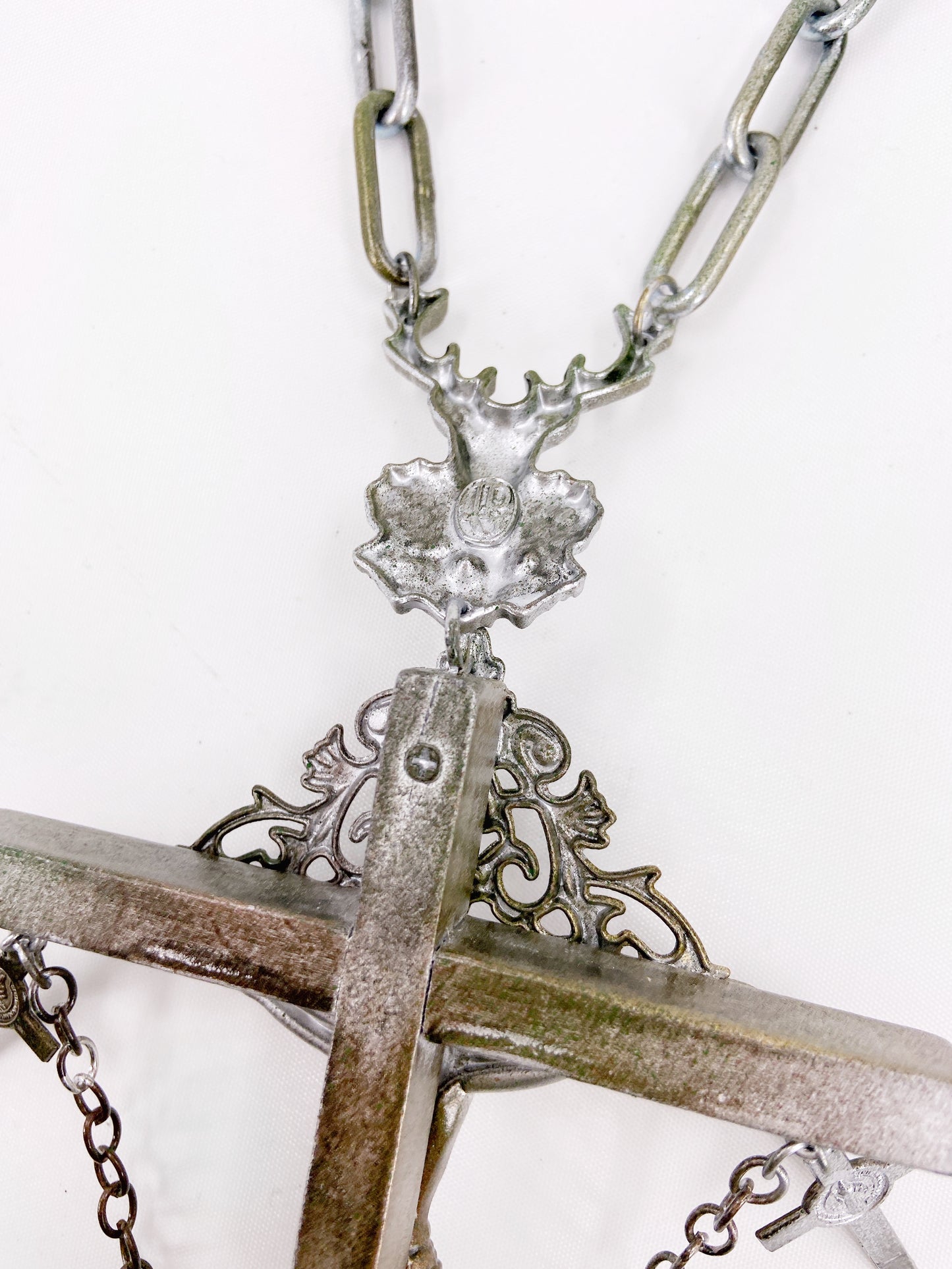 Jean Paul Gaultier 90S Sample 1/1 XXL Silver 5 Crucifix Cross Deer Chain Necklace
