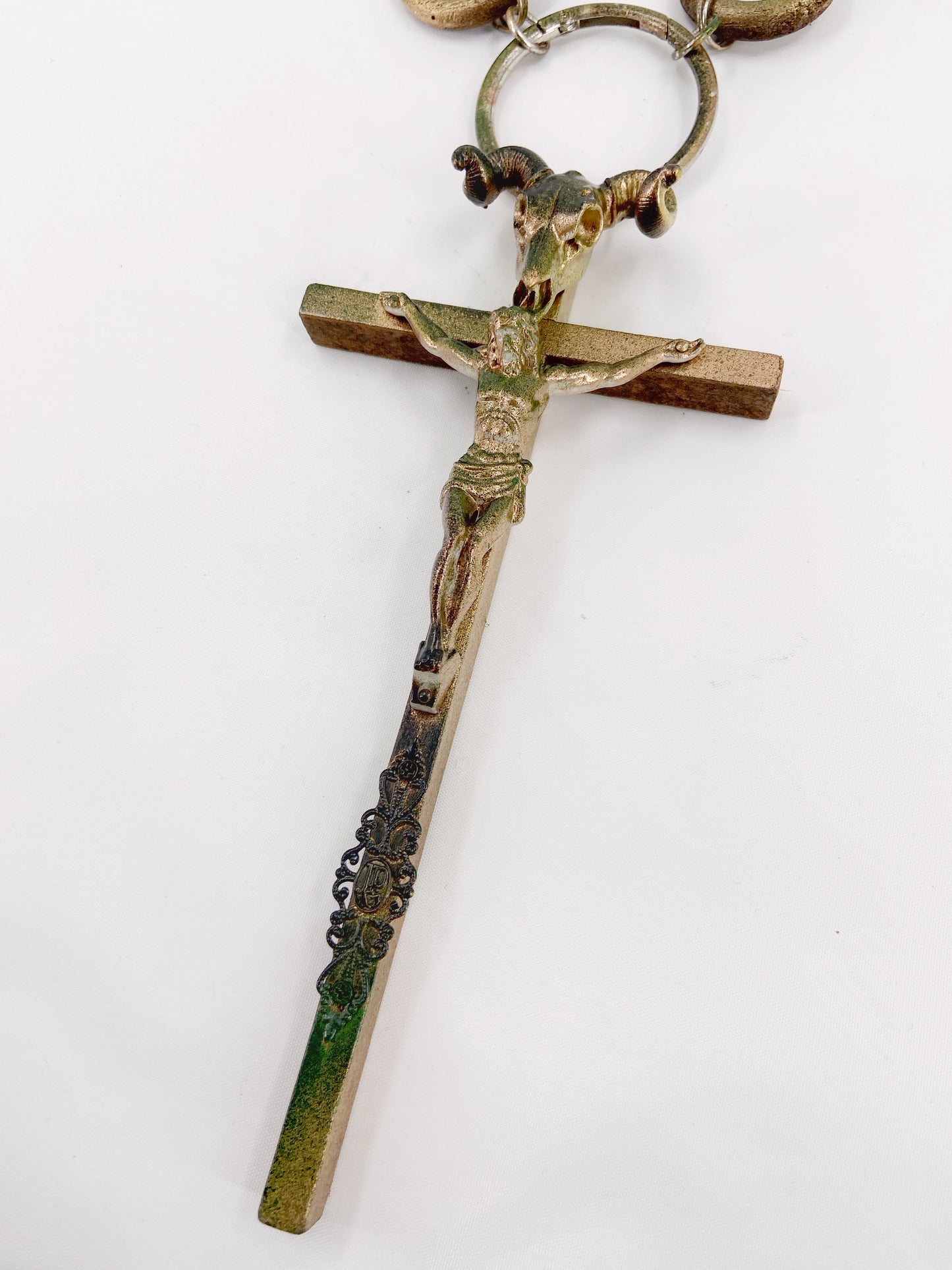 Jean Paul Gaultier 90S Sample 1/1 XXL Crucifix Cross Skull Giant Beaded Rings Necklace