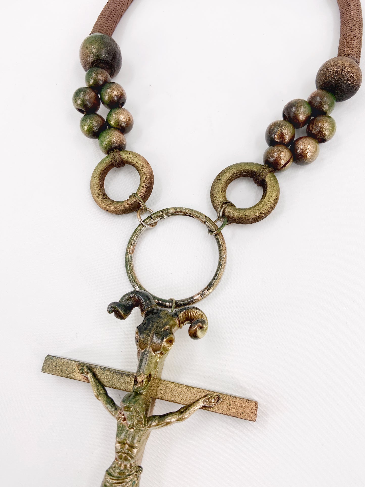 Jean Paul Gaultier 90S Sample 1/1 XXL Crucifix Cross Skull Giant Beaded Rings Necklace