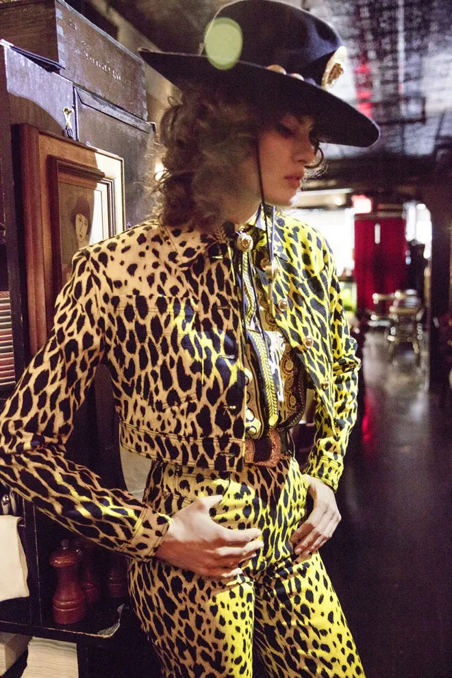 Gianni Versace Spring 1992 Leopard Print Silk Shirt 44