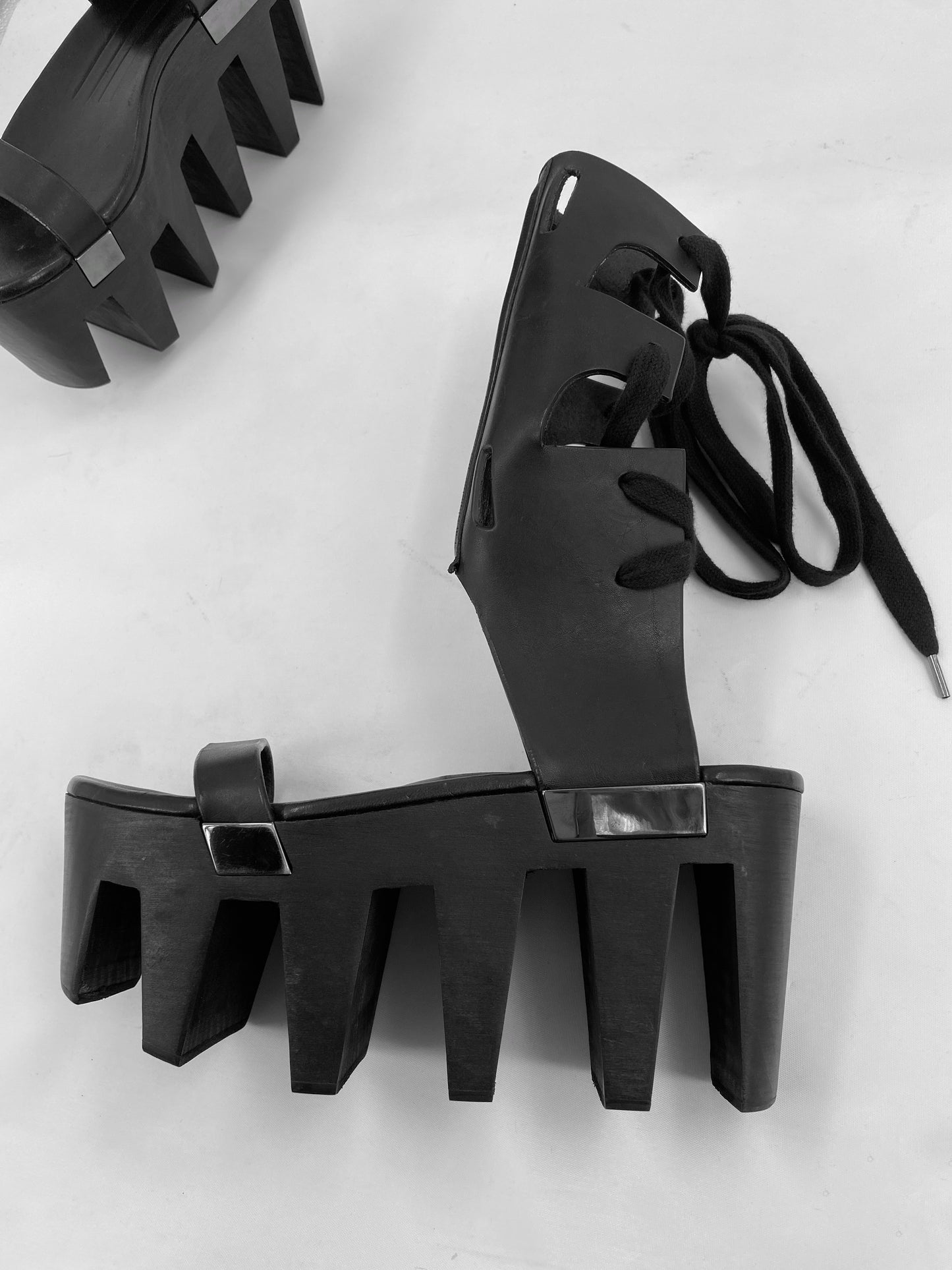 Rick Owens spring 2015 Faun Platform Geta Clog Sandal Boot 37
