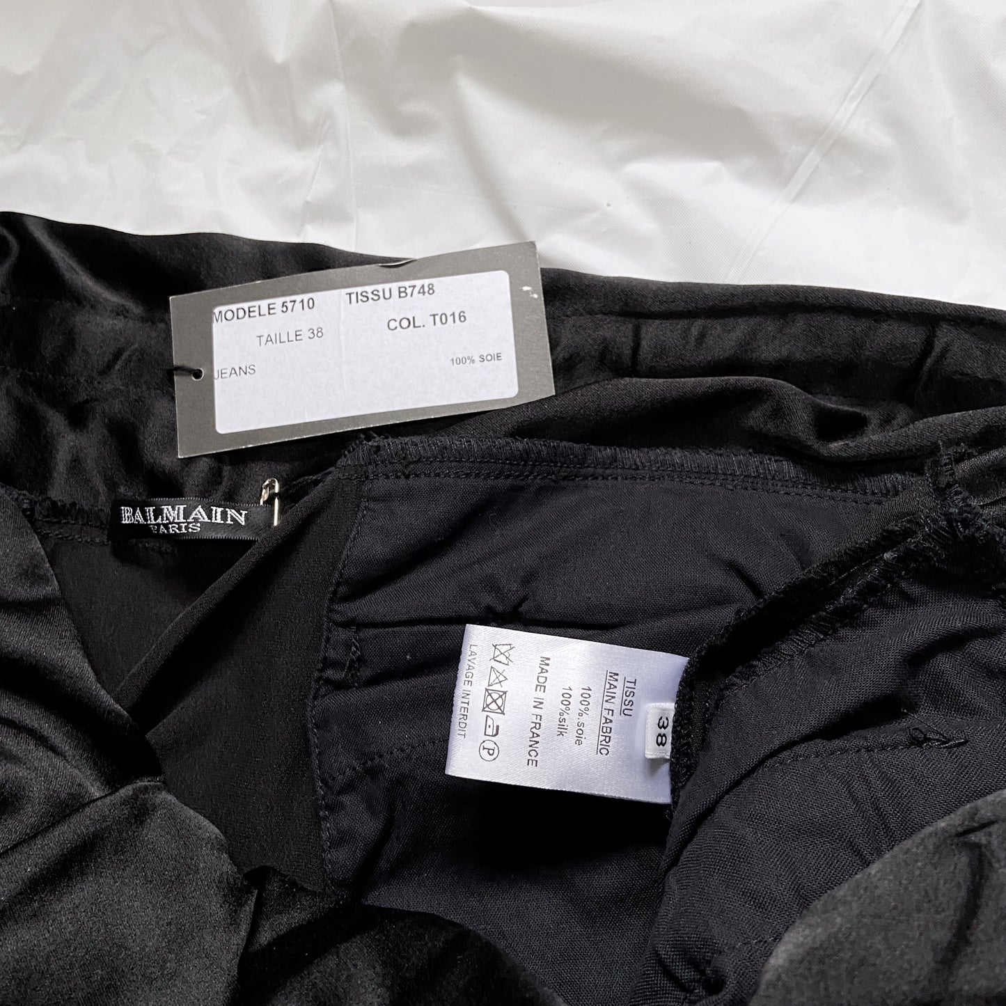 BWNT Balmain Decarnin Era Fall 2009 Black Silk Cargo Bondage Drop Crotch Pants