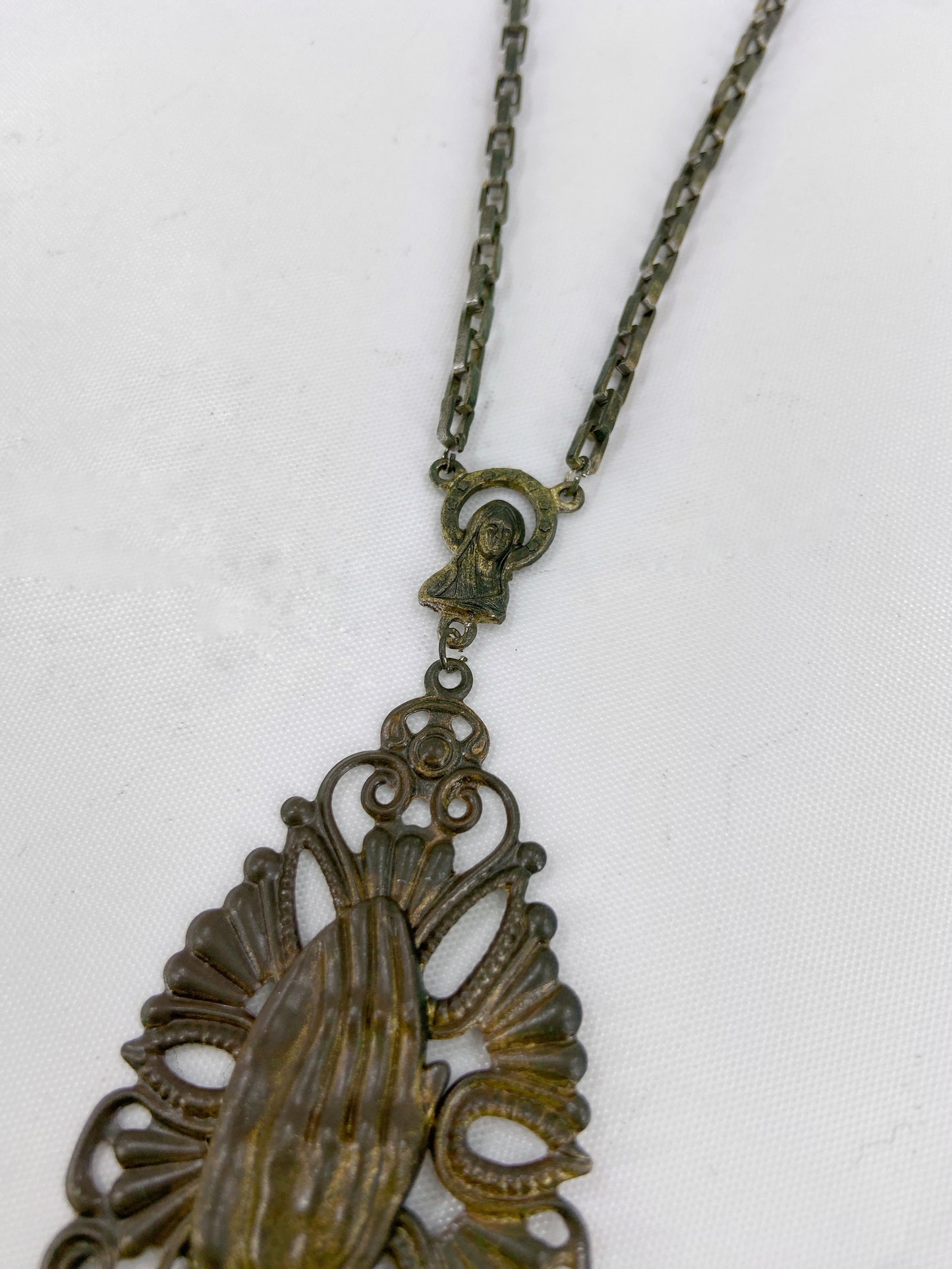 Jean Paul Gaultier 90S Sample Praying Deer Cross Long Necklace