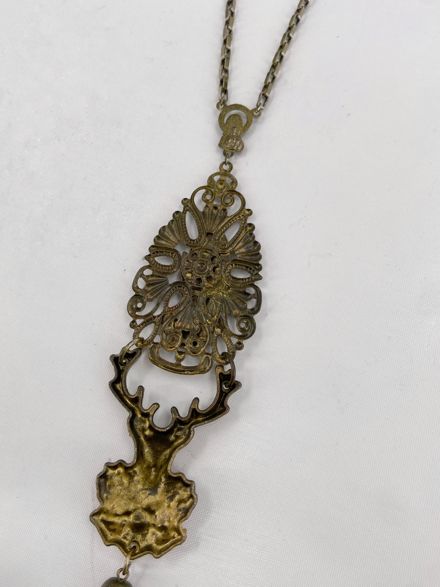 Jean Paul Gaultier 90S Sample Praying Deer Cross Long Necklace