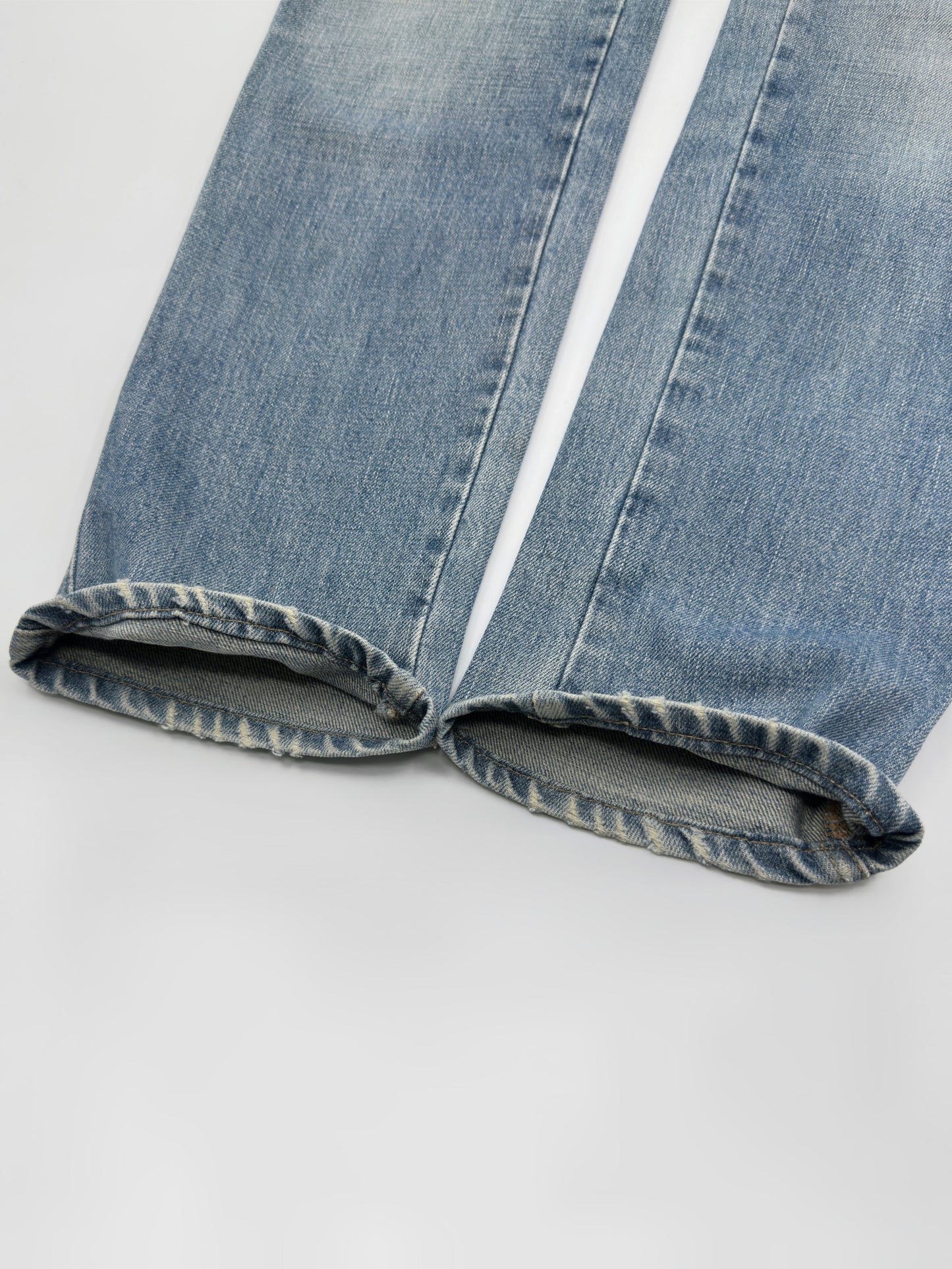 Gucci Fall 2001 Tom Ford “G” Cursive Embroidery Light Blue Washed Jeans 40