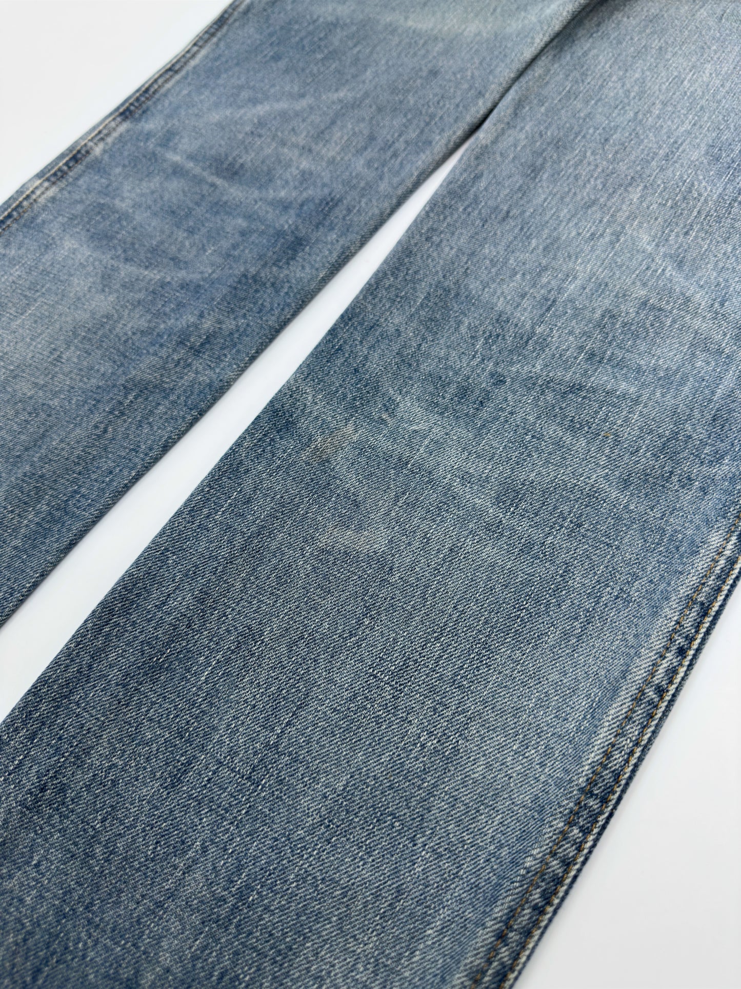 Gucci Fall 2001 Tom Ford “G” Cursive Embroidery Light Blue Washed Jeans 40