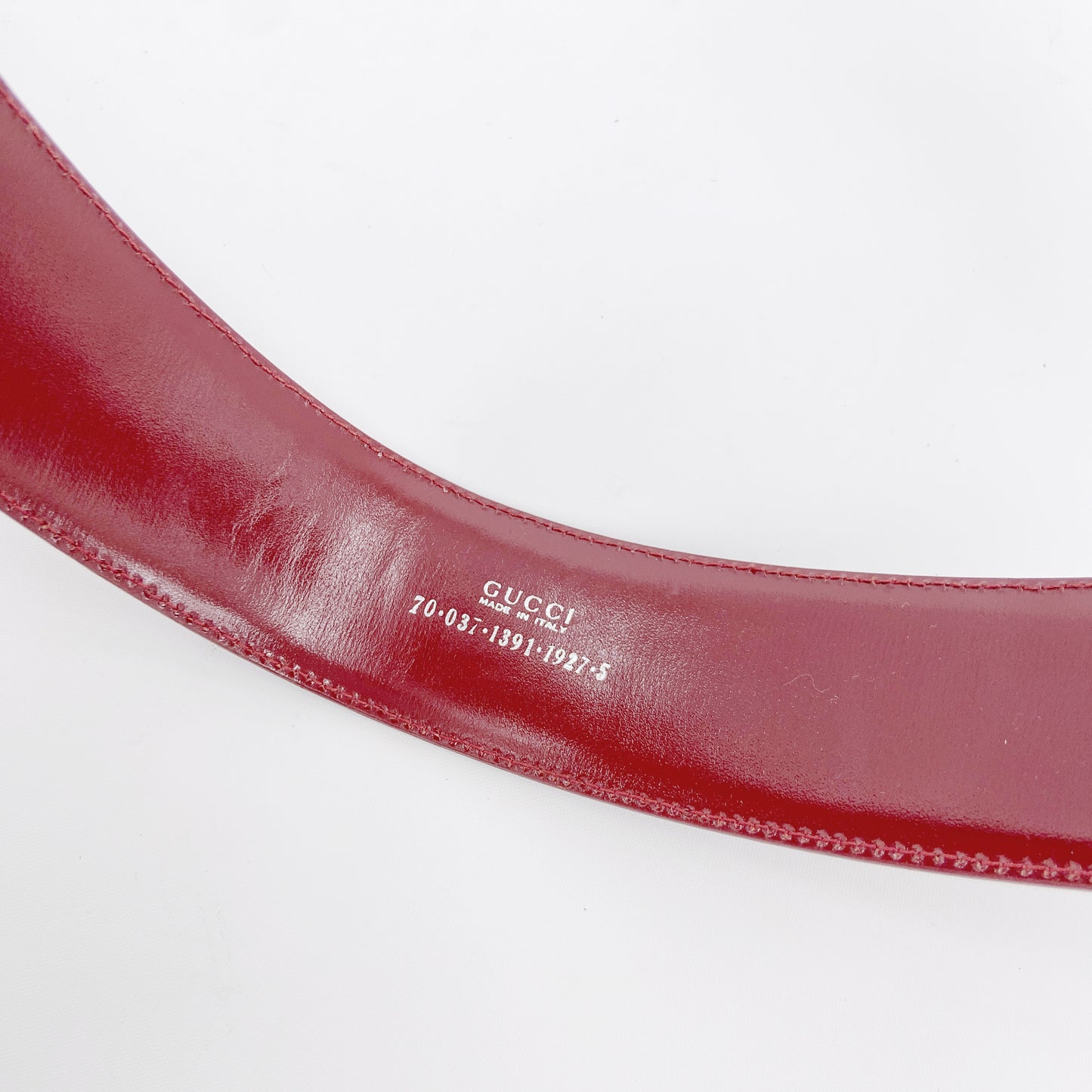 Gucci Fall 1995 Tom Ford Red Horsebit Patent Leather Belt 28