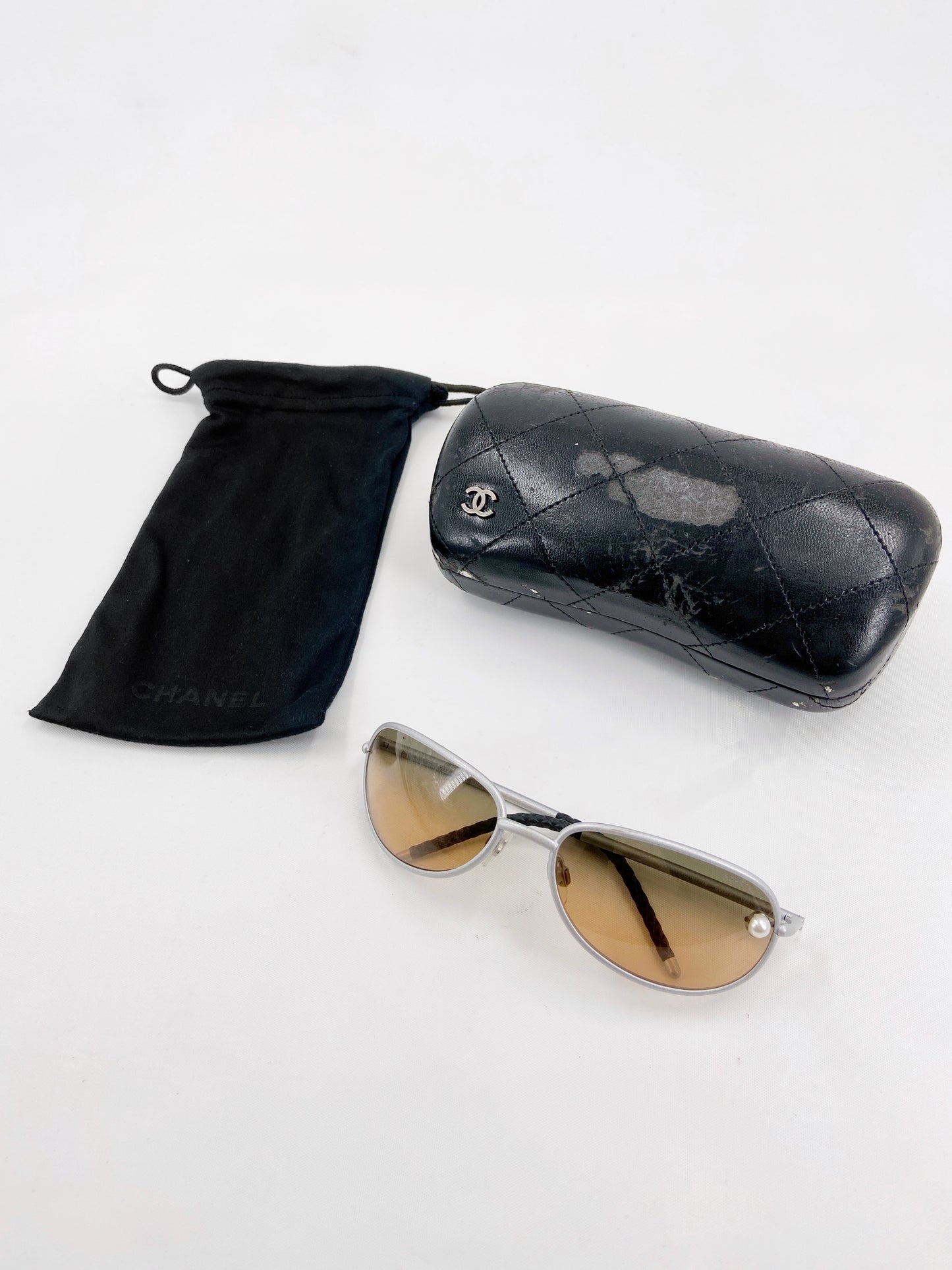 Chanel 00s Karl Lagerfeld Retro Pearl Sunglasses