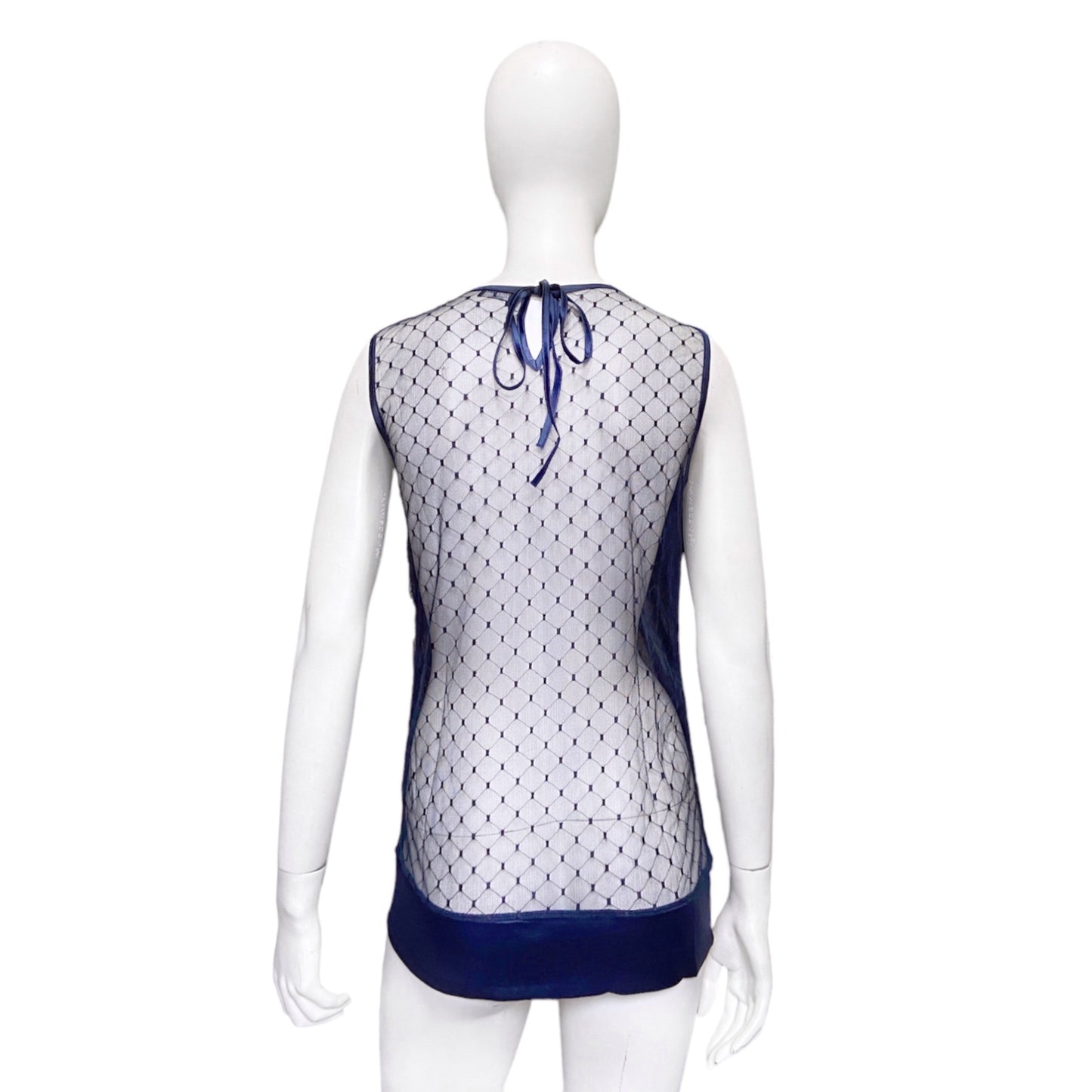 Chanel fall 2007 see through lace ruffled silk sleeveless top 38