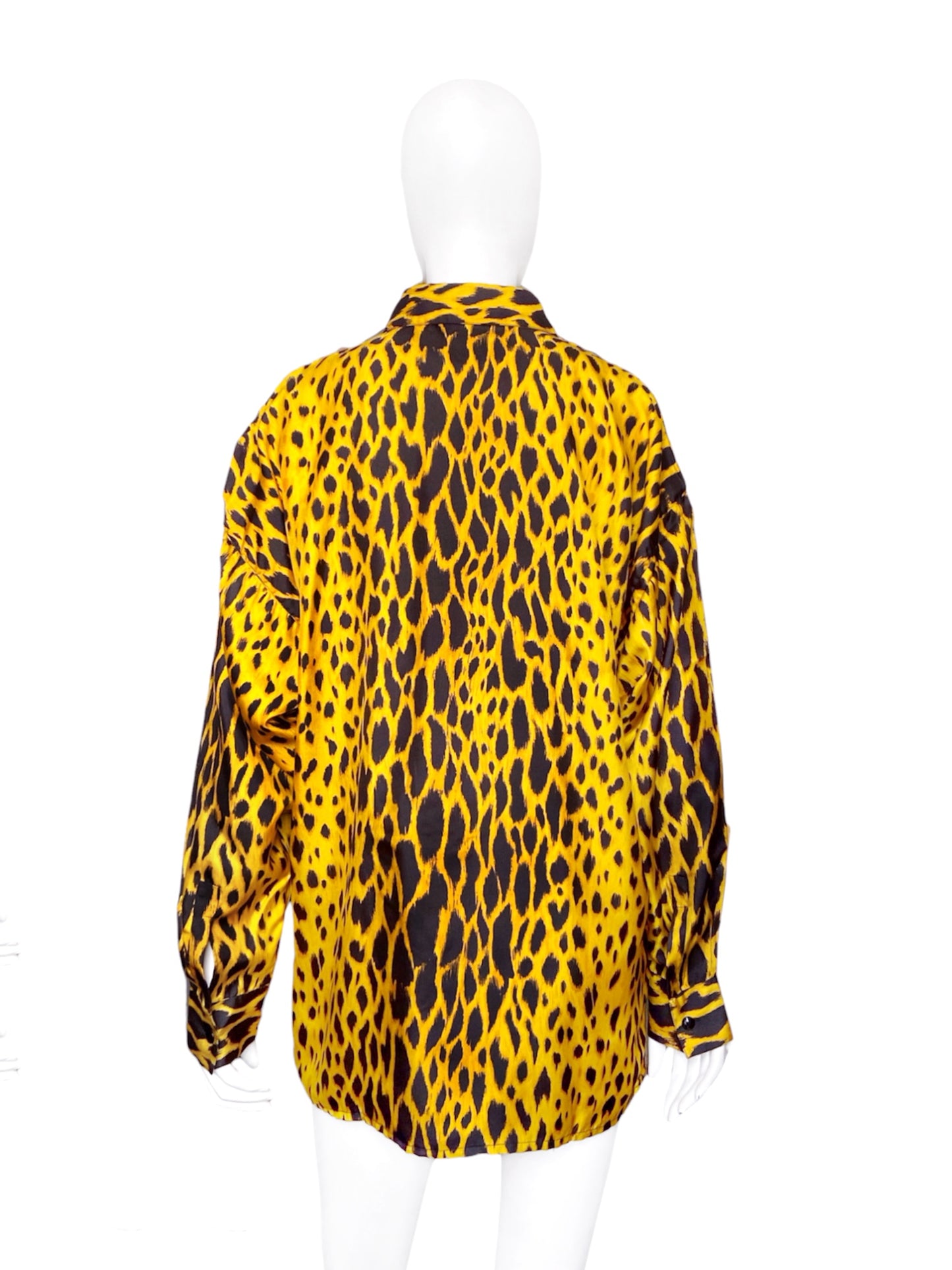 Gianni Versace Spring 1992 Leopard Print Silk Shirt 44