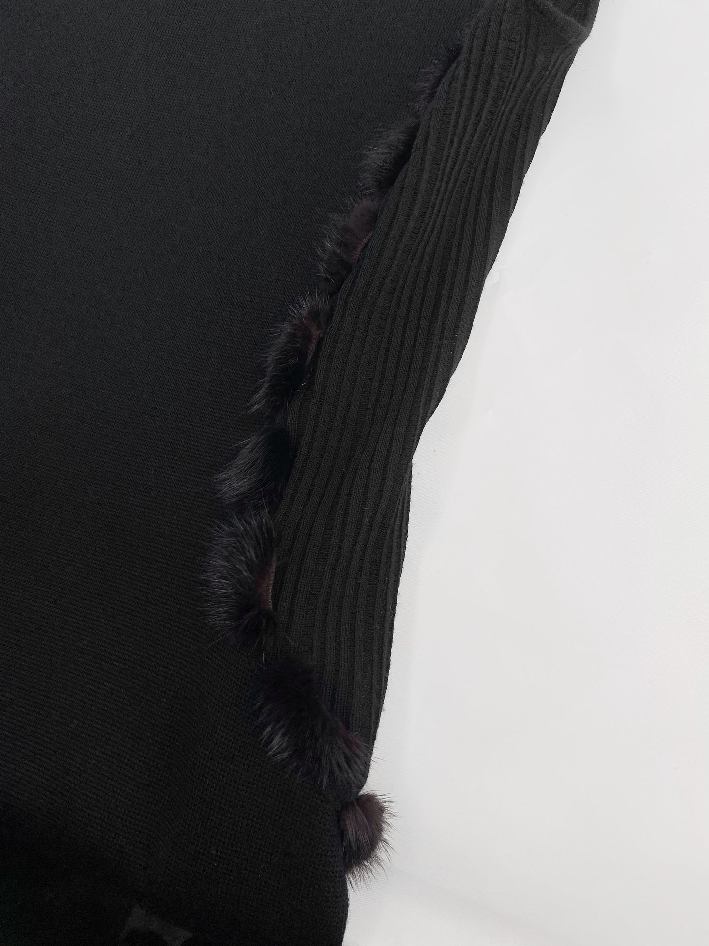 Gianni Versace Fall 1999 Donatella Mink Fur Trim Wool Stretch Dress 38