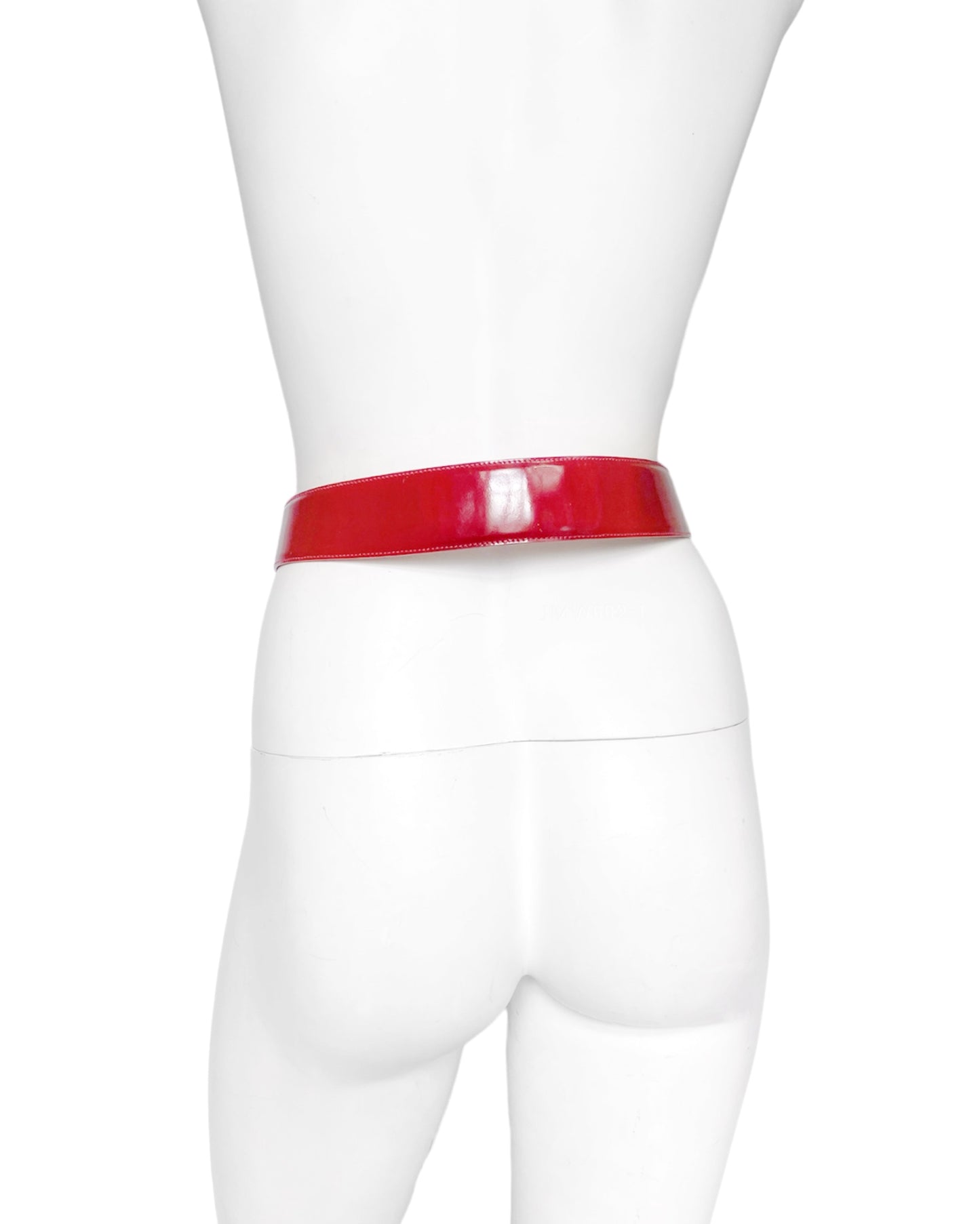 Gucci Fall 1995 Tom Ford Red Horsebit Patent Leather Belt 28