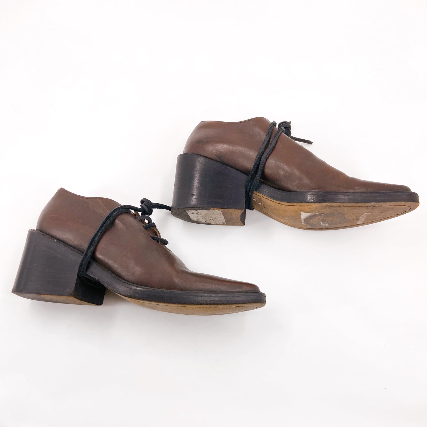 Ann Demuelemeester 90s Brown Heeded Derbies 37.5