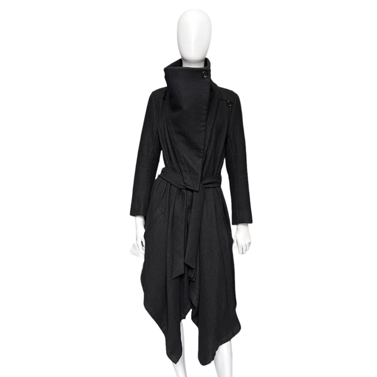 Ann Demeulemeester Fall 2012 Funnel Neck Black Coat 36