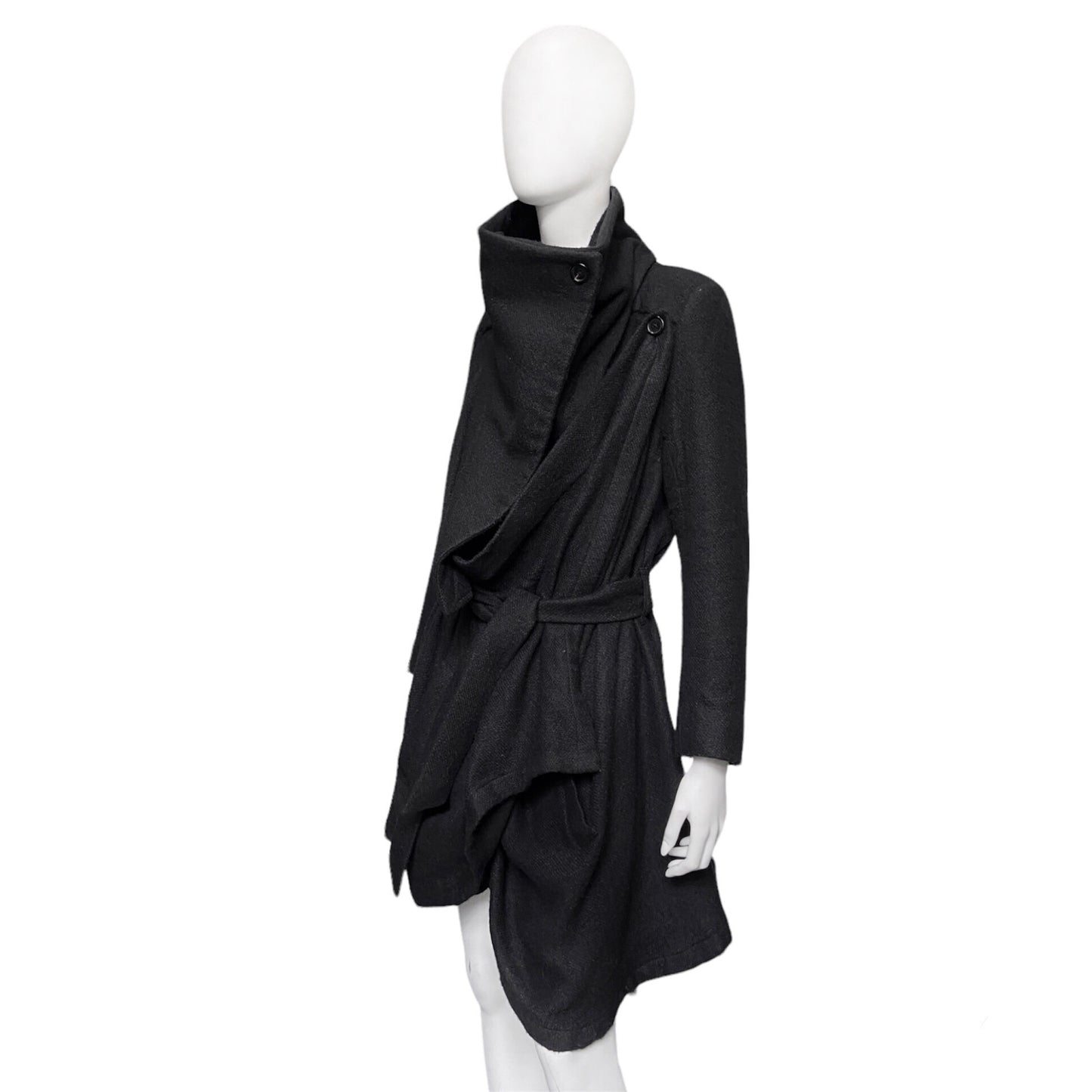 Ann Demeulemeester Fall 2012 Funnel Neck Black Coat 36