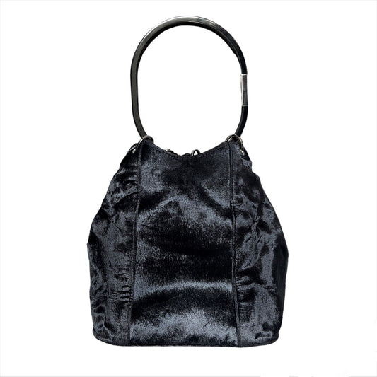 Gucci Fall 1999 Tom Ford  black velvet acrylic ring bucket handbag