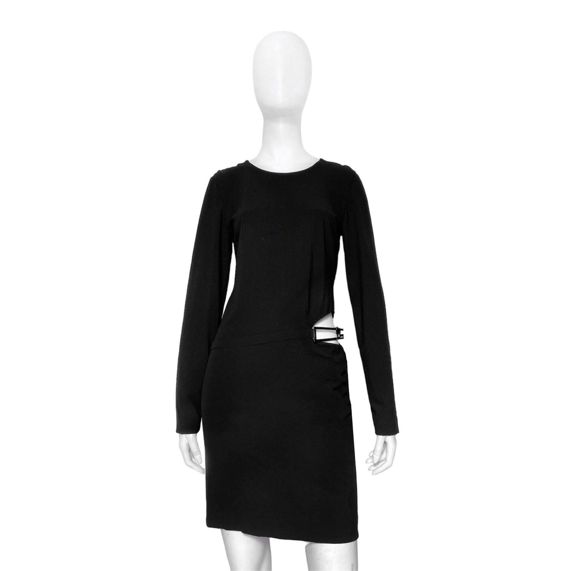 Gucci Tom Ford Spring 1998 black Cut Out Logo Belt Long Sleeve Dress 1 Dusty Archive Gucci Tom Ford Spring 1998 black Cut Out Logo Belt Long Sleeve Dress 1 Dusty Archive