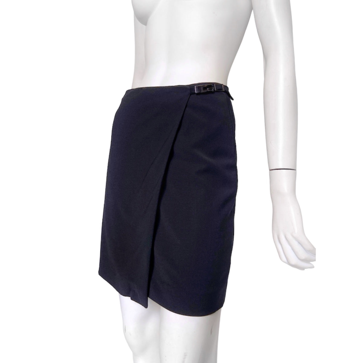 Gucci Spring 1998 Tom Ford G Belt Navy Wrap Skirt 38