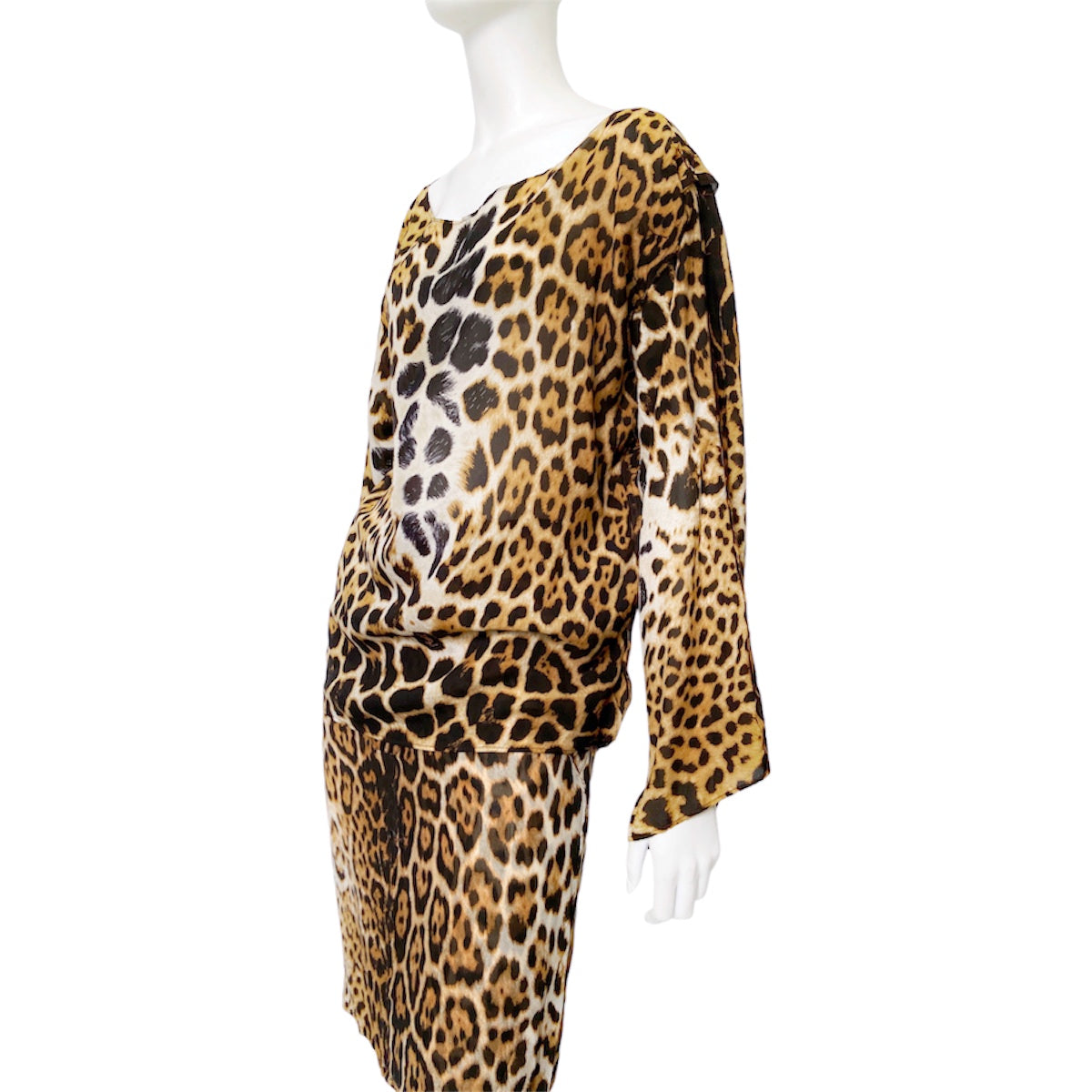Yves Saint Laurent Rive Gauche Spring 2002 Tom Ford Iconic Runway Leopard/ Cheetah Print Oversized Silk Blouse Top 40
