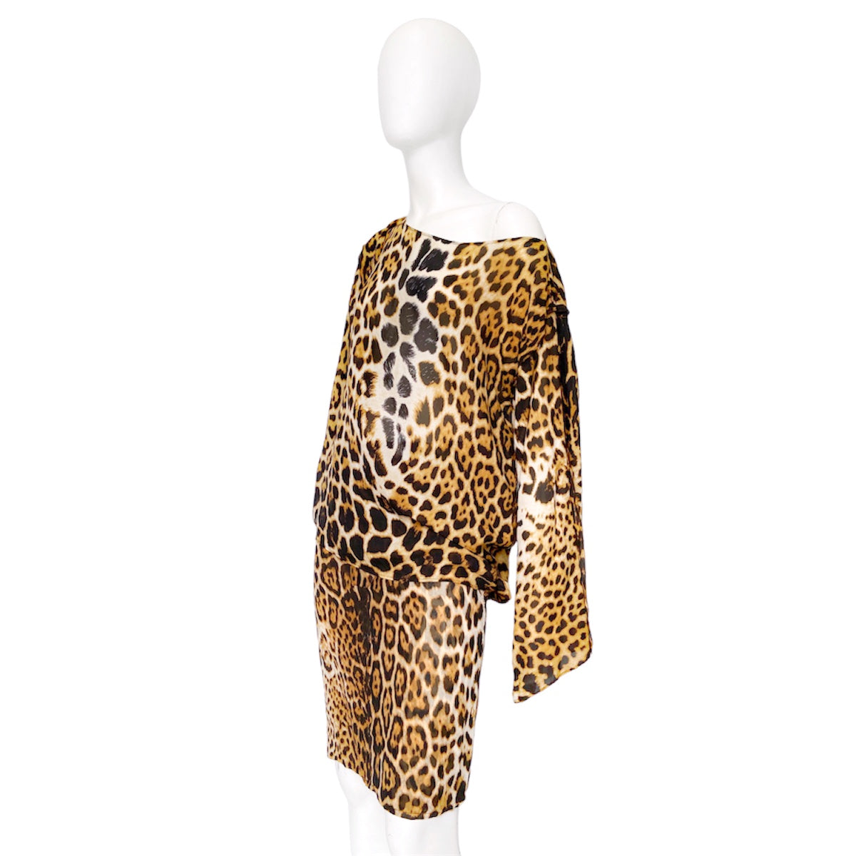 Yves Saint Laurent Rive Gauche Spring 2002 Tom Ford Iconic Runway Leopard/ Cheetah Print Oversized Silk Blouse Top 40