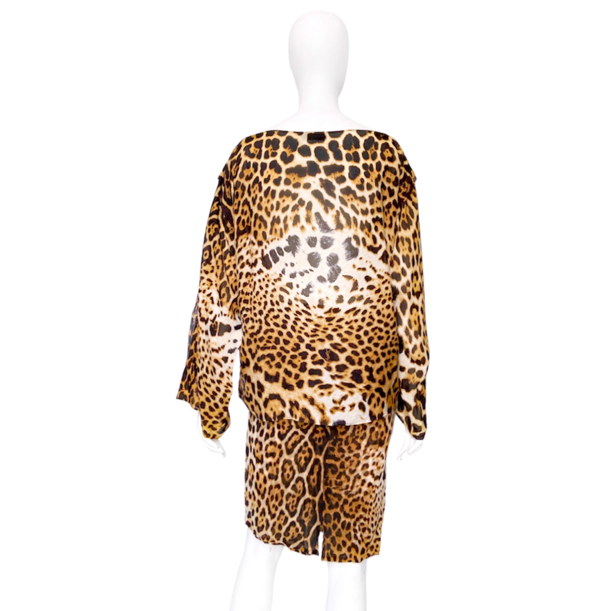 Yves Saint Laurent Rive Gauche Spring 2002 Tom Ford Iconic Runway Leopard/ Cheetah Print Oversized Silk Blouse Top 40