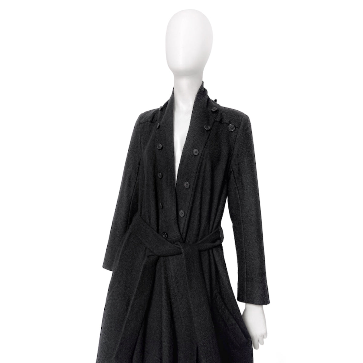 Ann Demeulemeester Fall 2012 Funnel Neck Black Coat 36