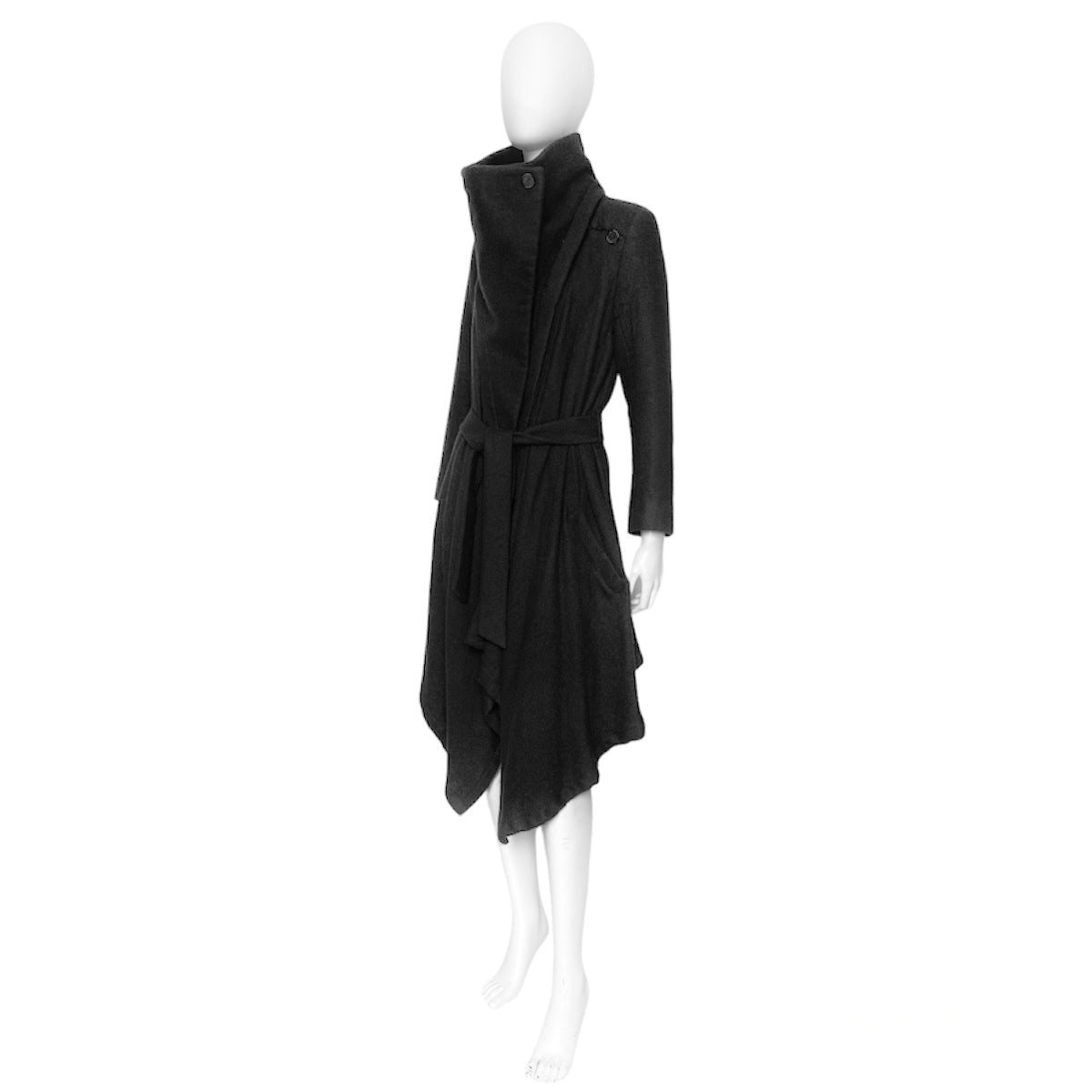 Ann Demeulemeester Fall 2012 Funnel Neck Black Coat 36