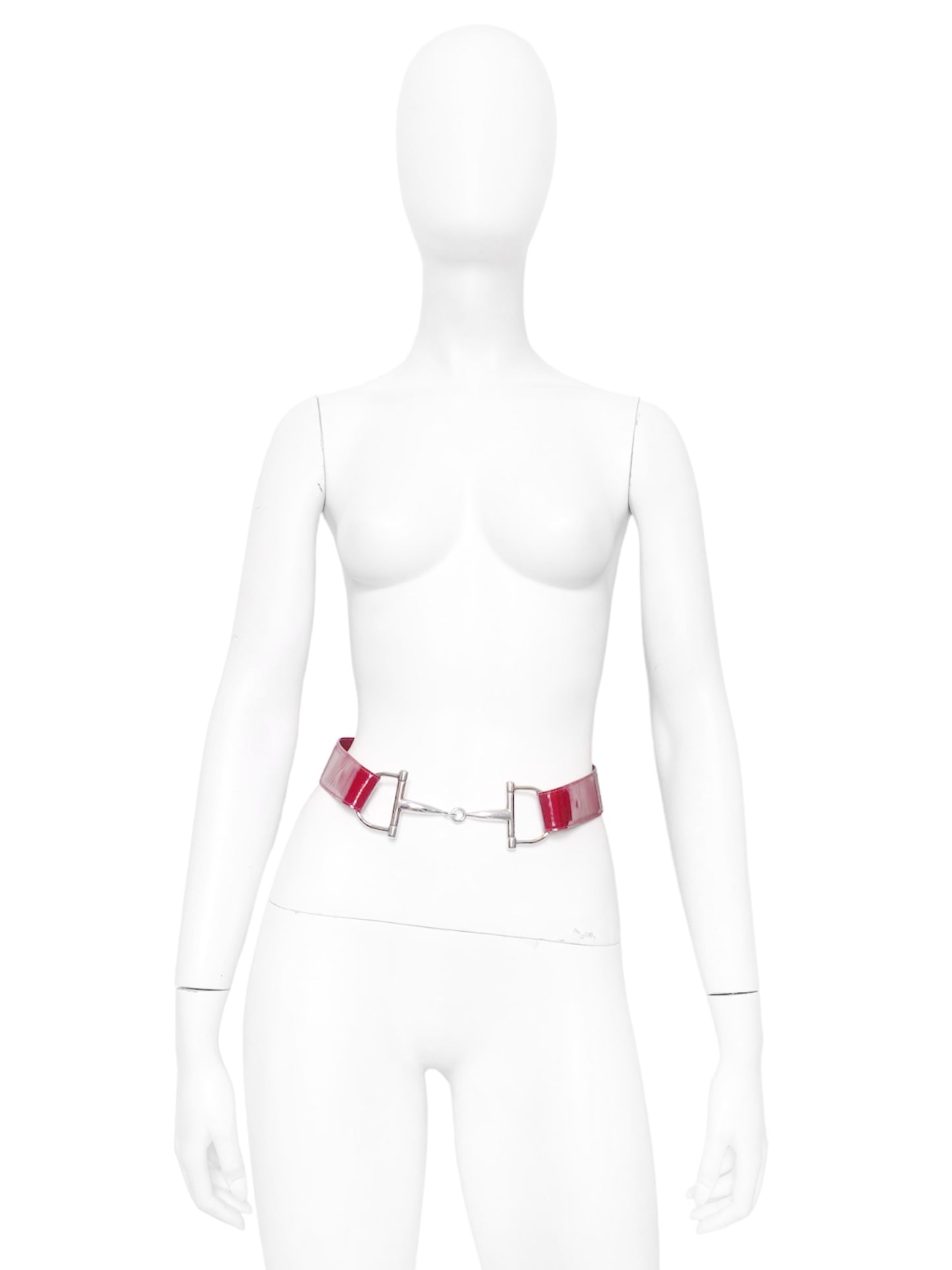 Gucci Fall 1995 Tom Ford Red Horsebit Patent Leather Belt 28