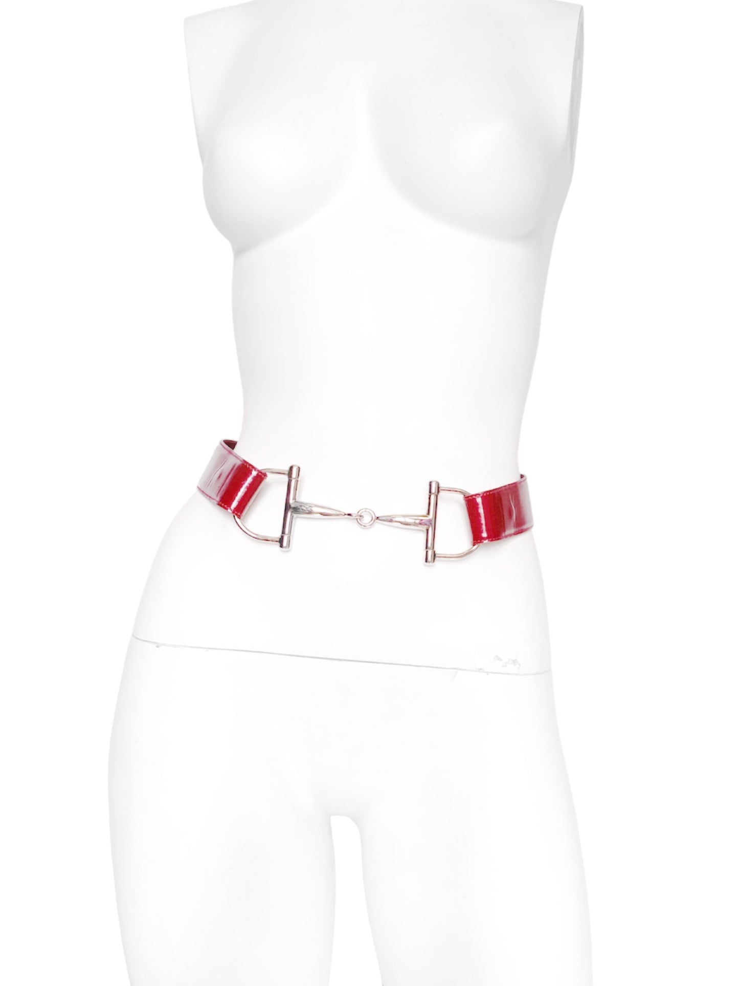 Gucci Fall 1995 Tom Ford Red Horsebit Patent Leather Belt 28