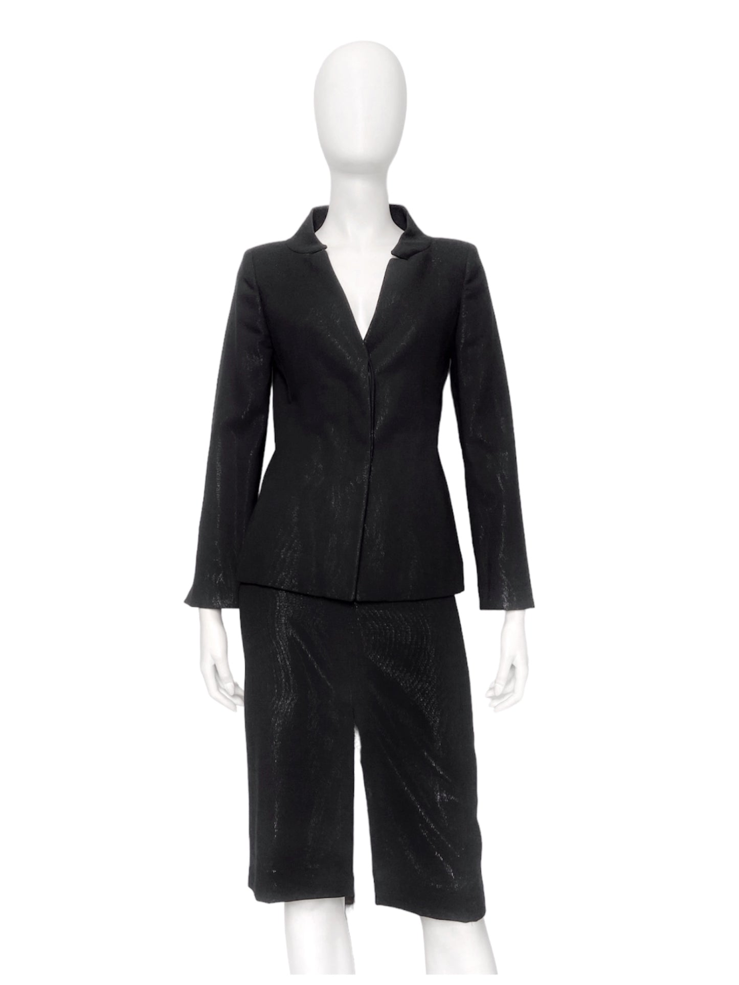 Gianni Versace 90s Glitter Silver Lining Blazer Jacket Skirt Set