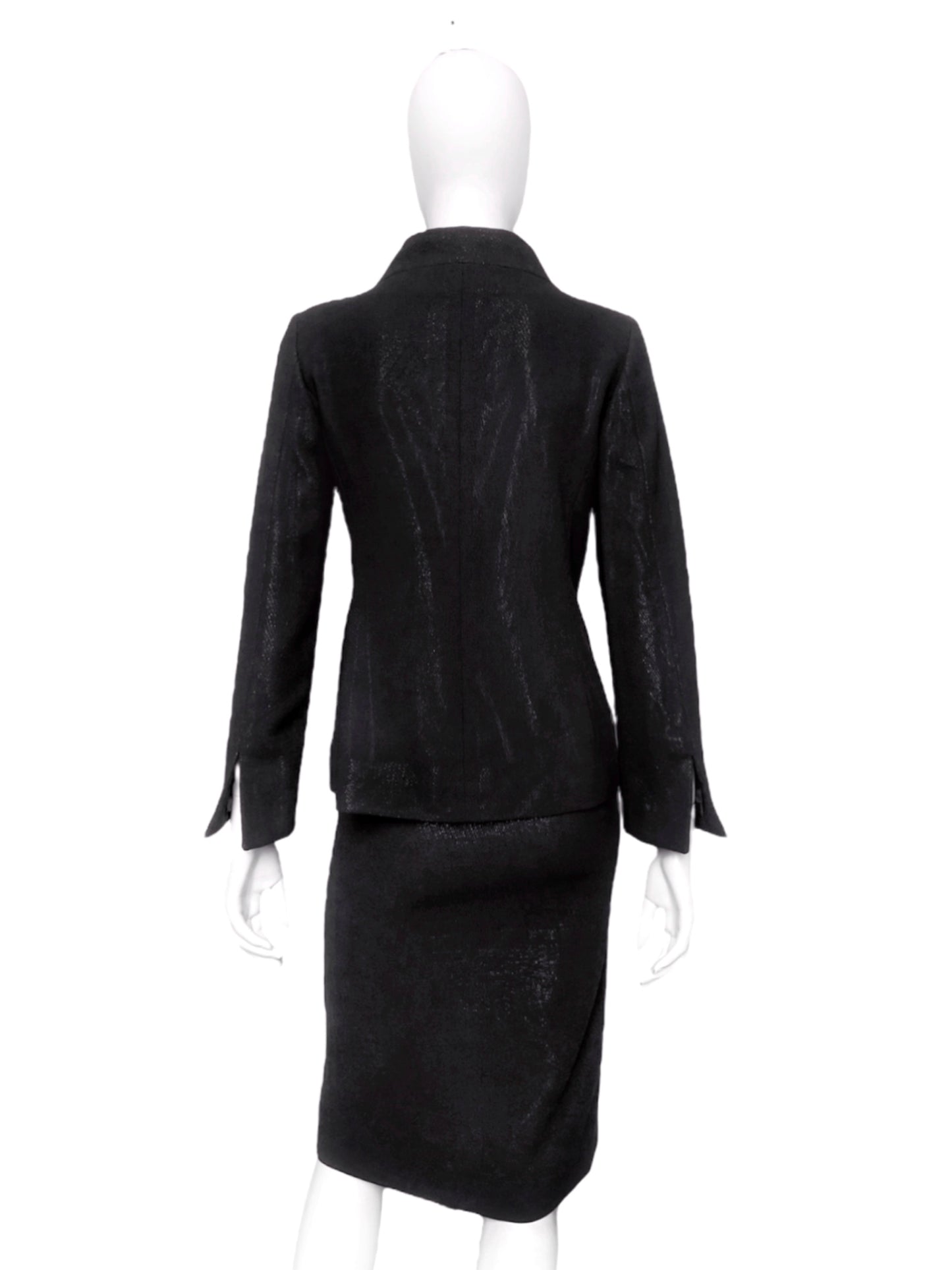 Gianni Versace 90s Glitter Silver Lining Blazer Jacket Skirt Set