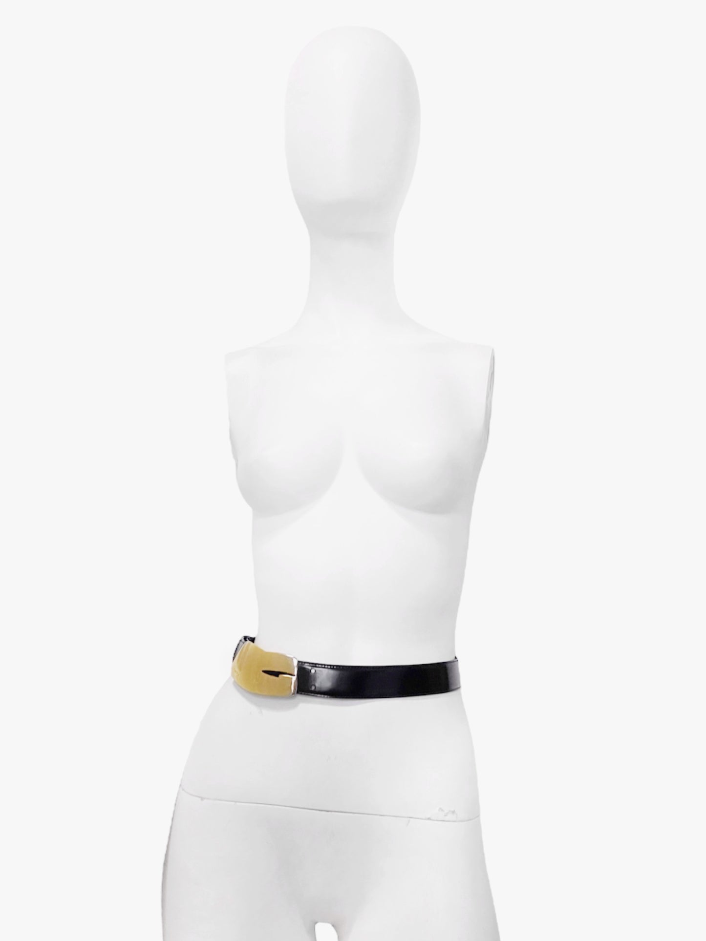 Gucci Fall 1996 Tom Ford Small Gold Logo Black Belt 26