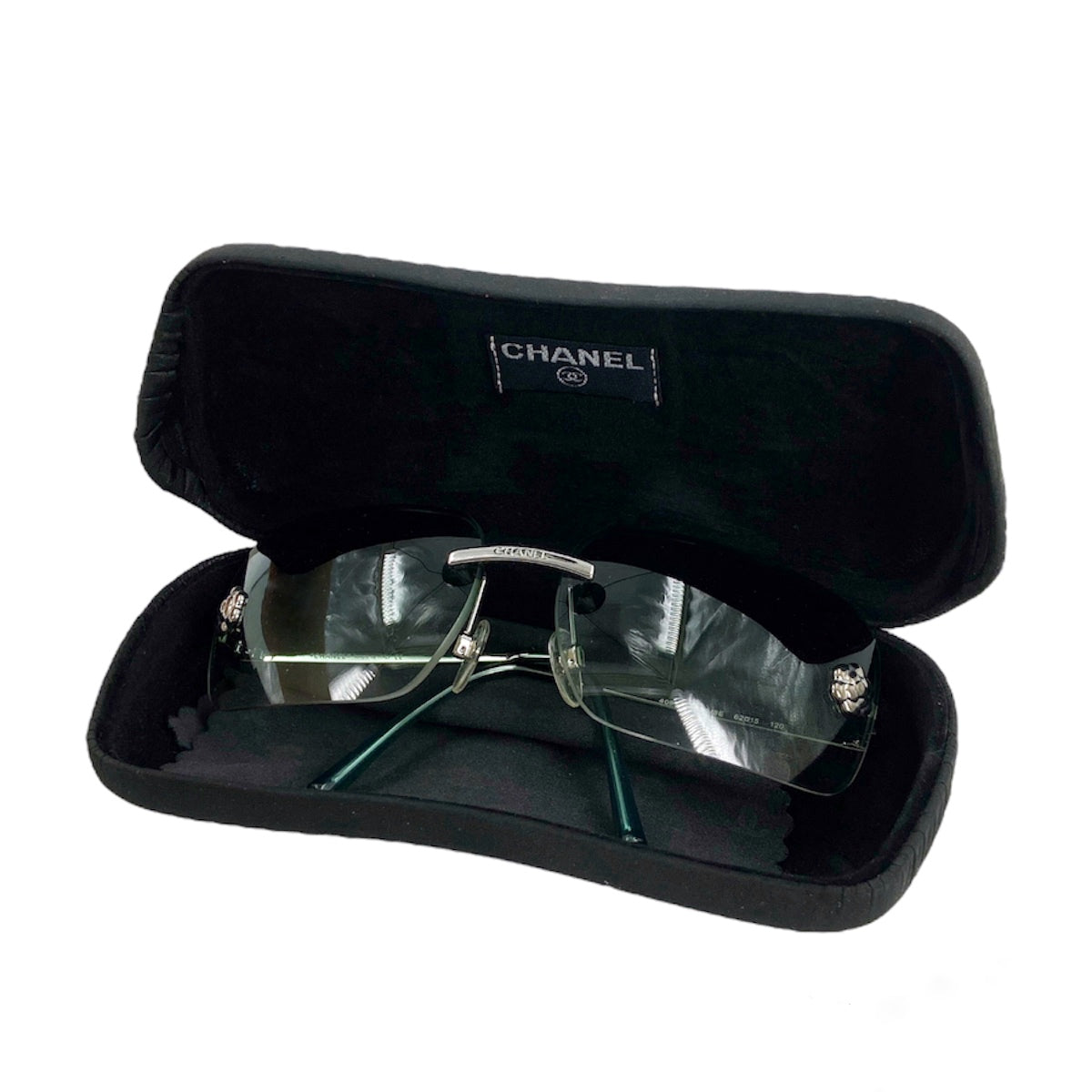 Chanel 2000 Y2K Karl Lagerfeld Rimless Teal Ombré Camellia Flower 4085 Sunglasses