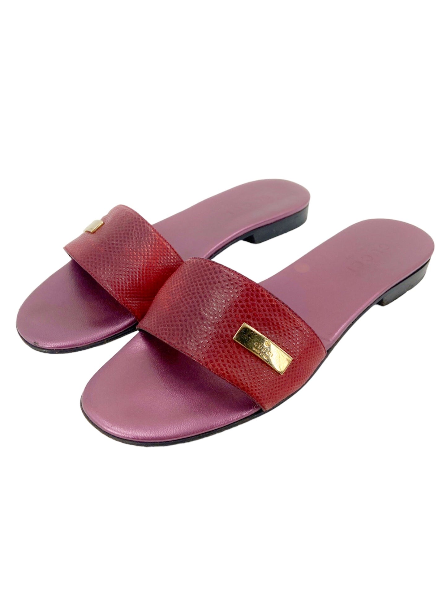 Gucci 90s Tom Ford Cherry Elephant Trunk Snake Leather Sandals 37