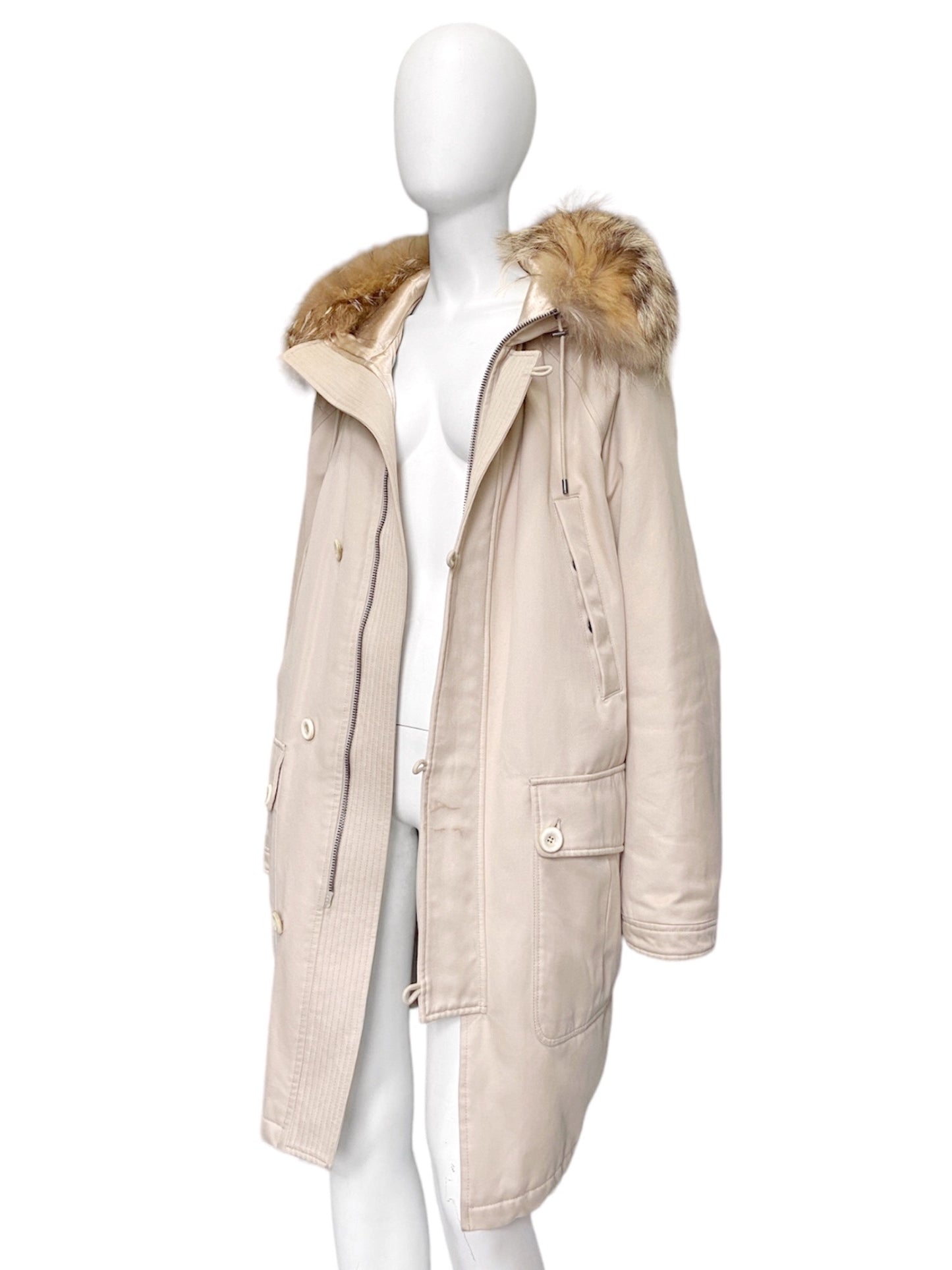 Gucci Fall 1998 Tom Ford Menswear Coyote Fur Hood N-3B Heavyweight Military Winter Coat 48