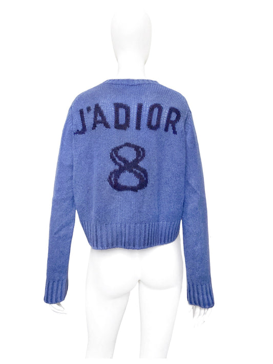 Christian Dior Iconic “ J’ADIOR ” Baby Blue Cashmere Crop Sweater 42