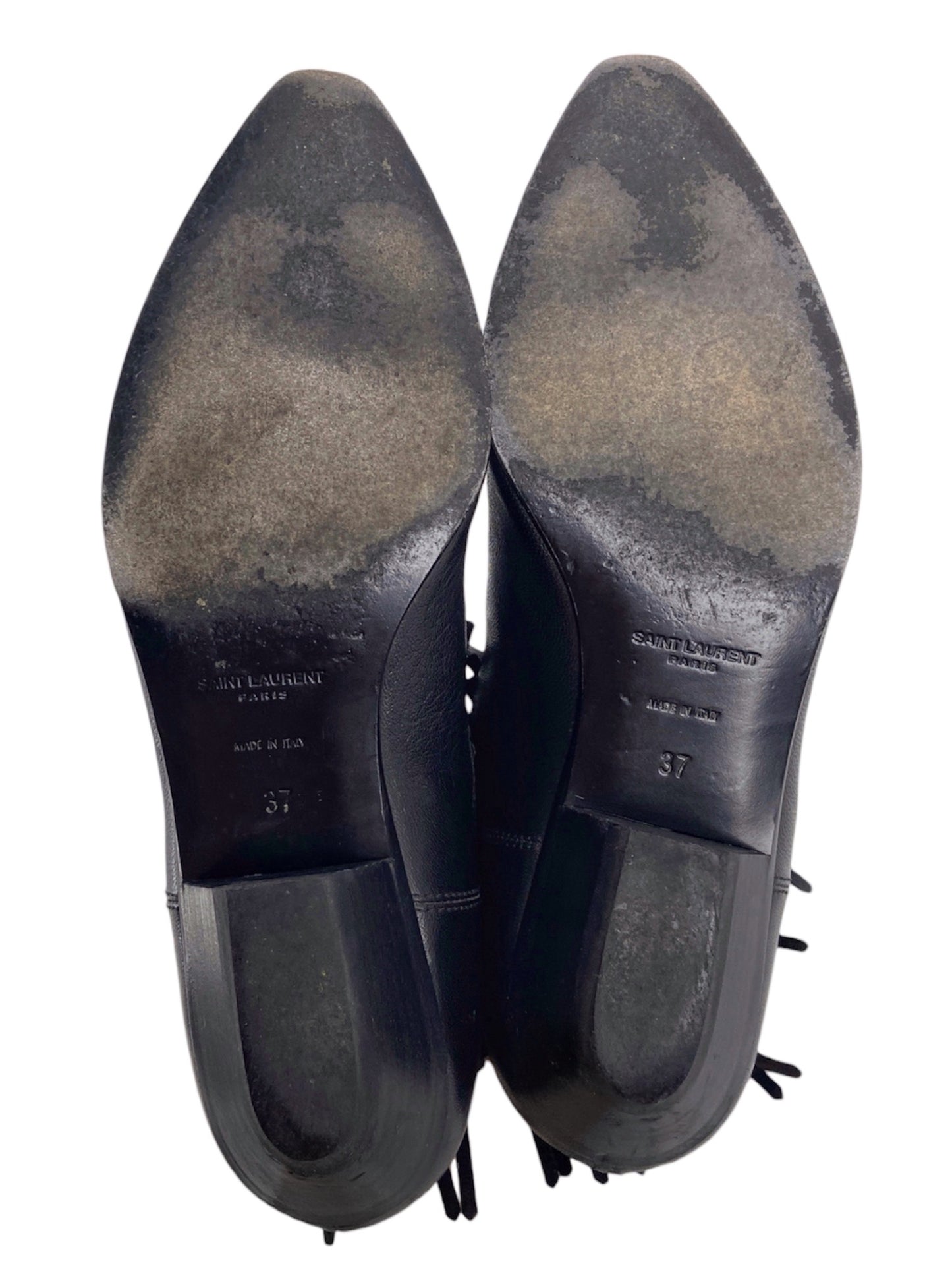 Saint Laurent Hedi Slimane Black Fringed Western Boot 37