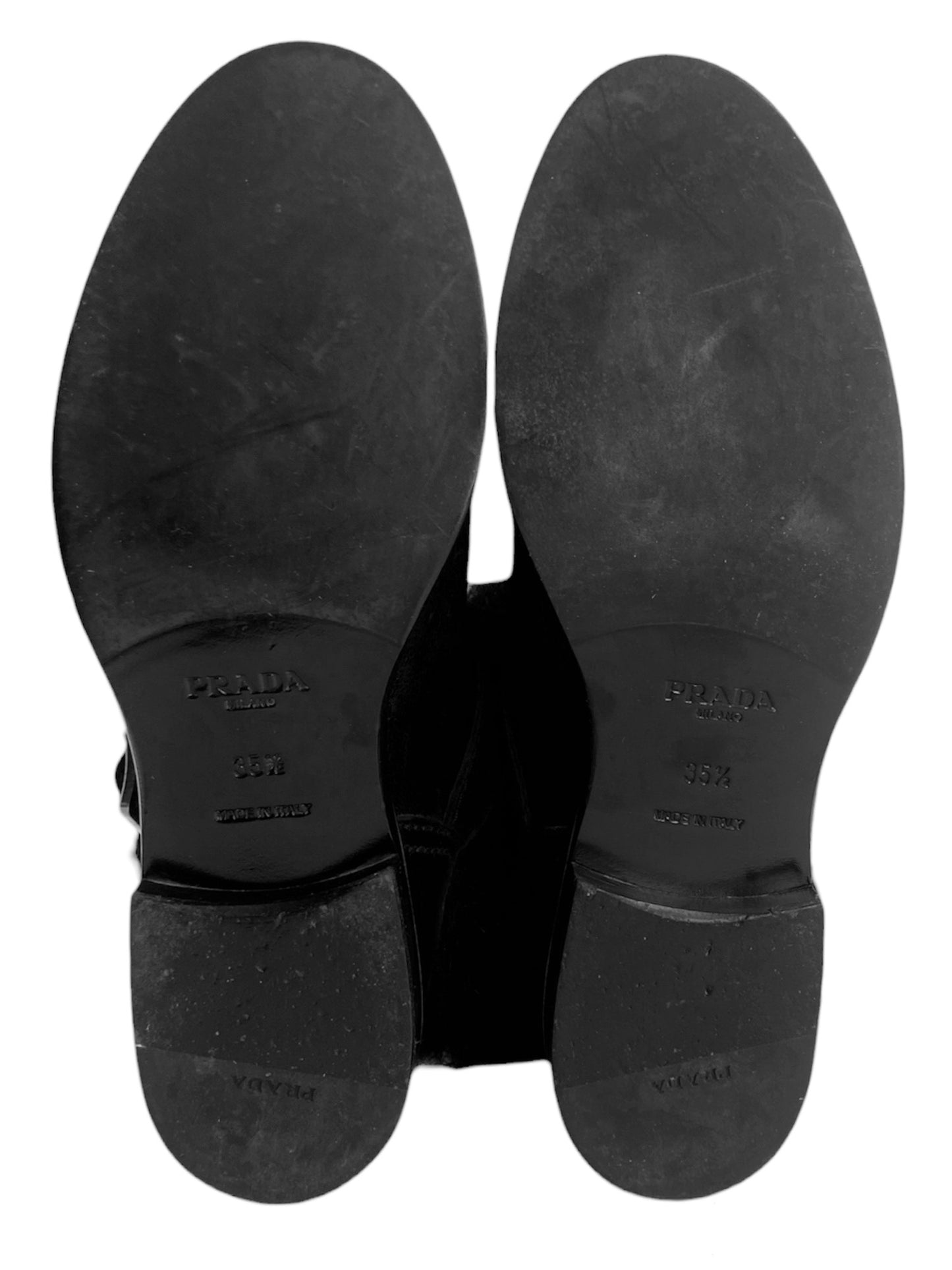 Prada Shearling Fur Buckle Strap Ankle Boots