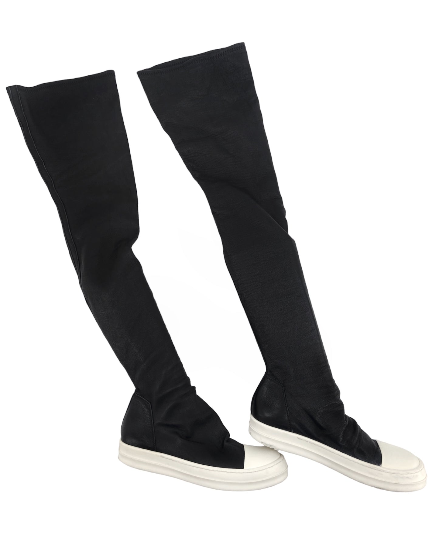 Rick Owens Fall 2018 Mainline Lambskin Leather Thigh High Sock Ramones 39.5