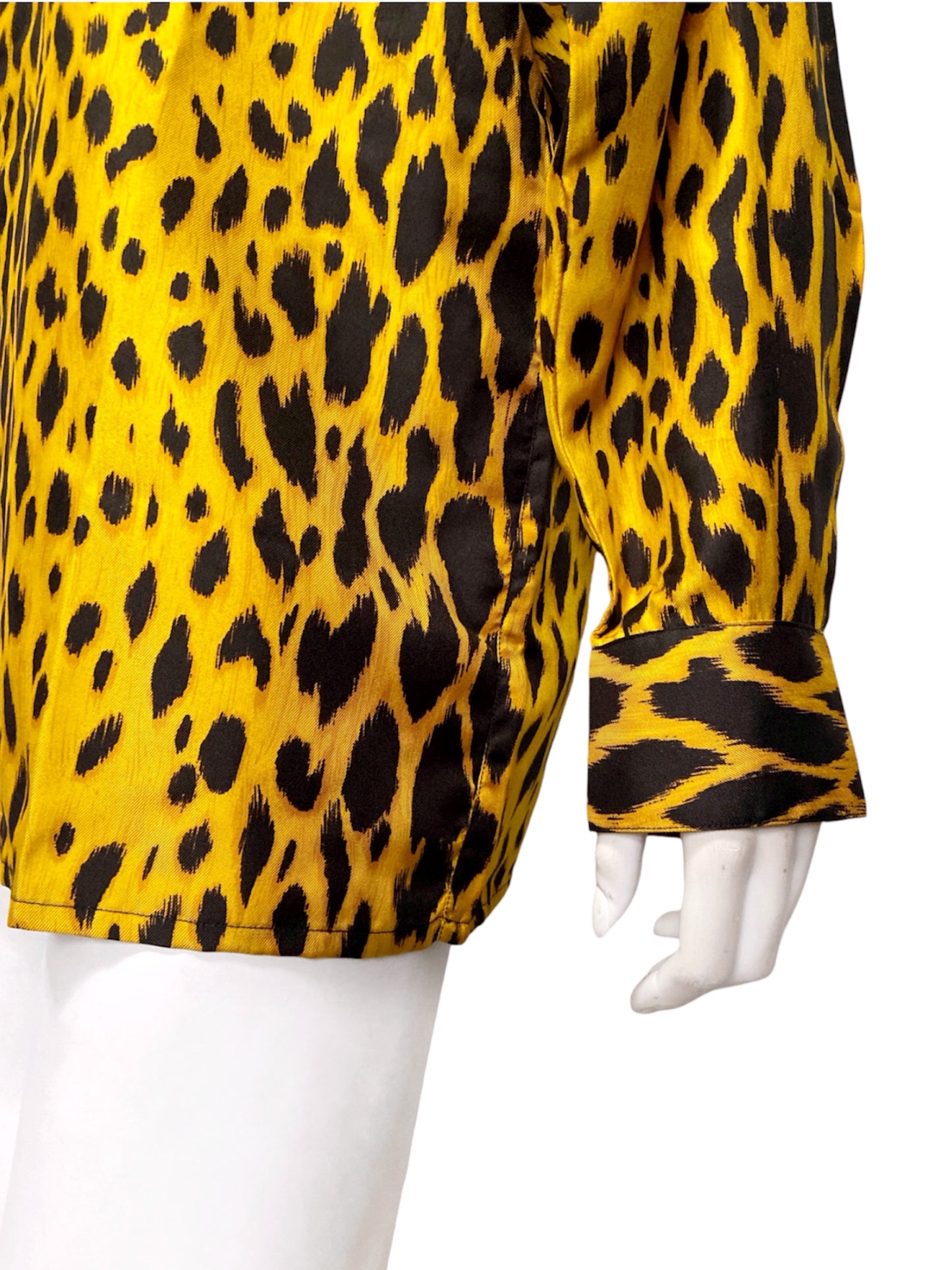 Gianni Versace Spring 1992 Leopard Print Silk Shirt 44