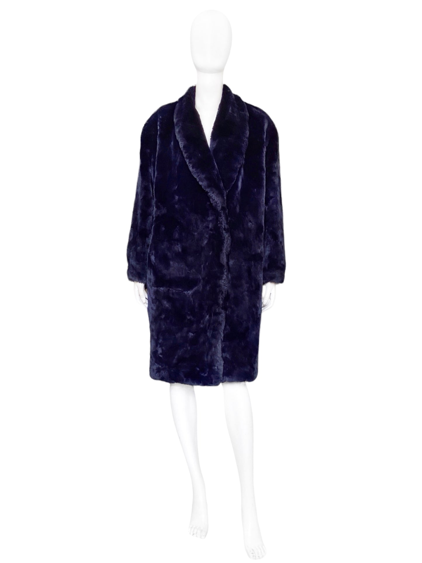 Jean Paul Gaultier 80s Lightening Blue Faux Fur Coat
