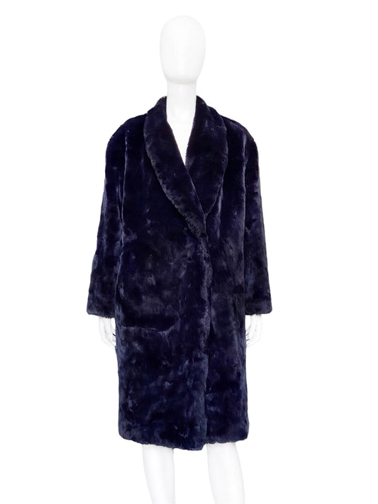 Jean Paul Gaultier 80s Lightening Blue Faux Fur Coat