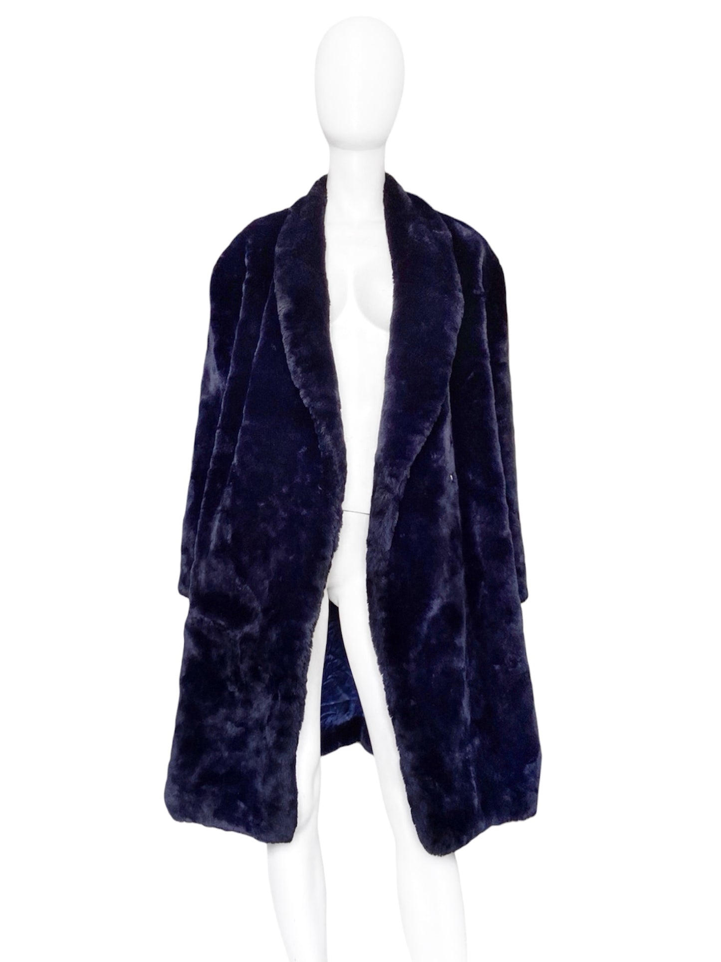 Jean Paul Gaultier 80s Lightening Blue Faux Fur Coat